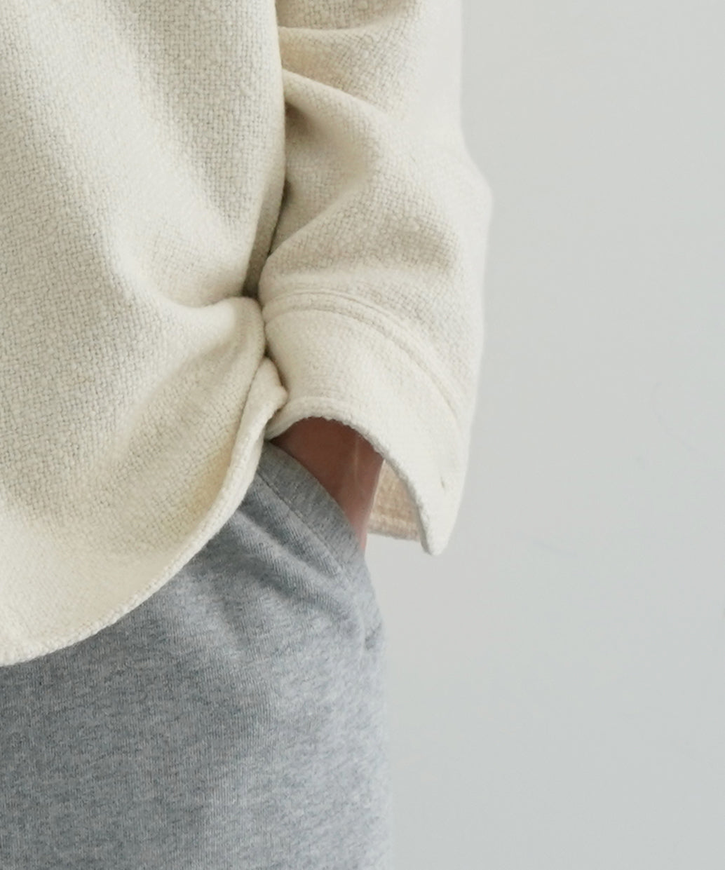 AURALEE Homespun tweed shirt blouson "IVORY WHITE"