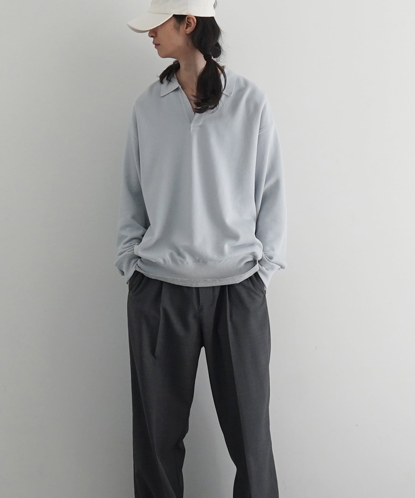 【EXCLUSIVE】crepuscule Co/ra moss stitch skipper "BLUE"