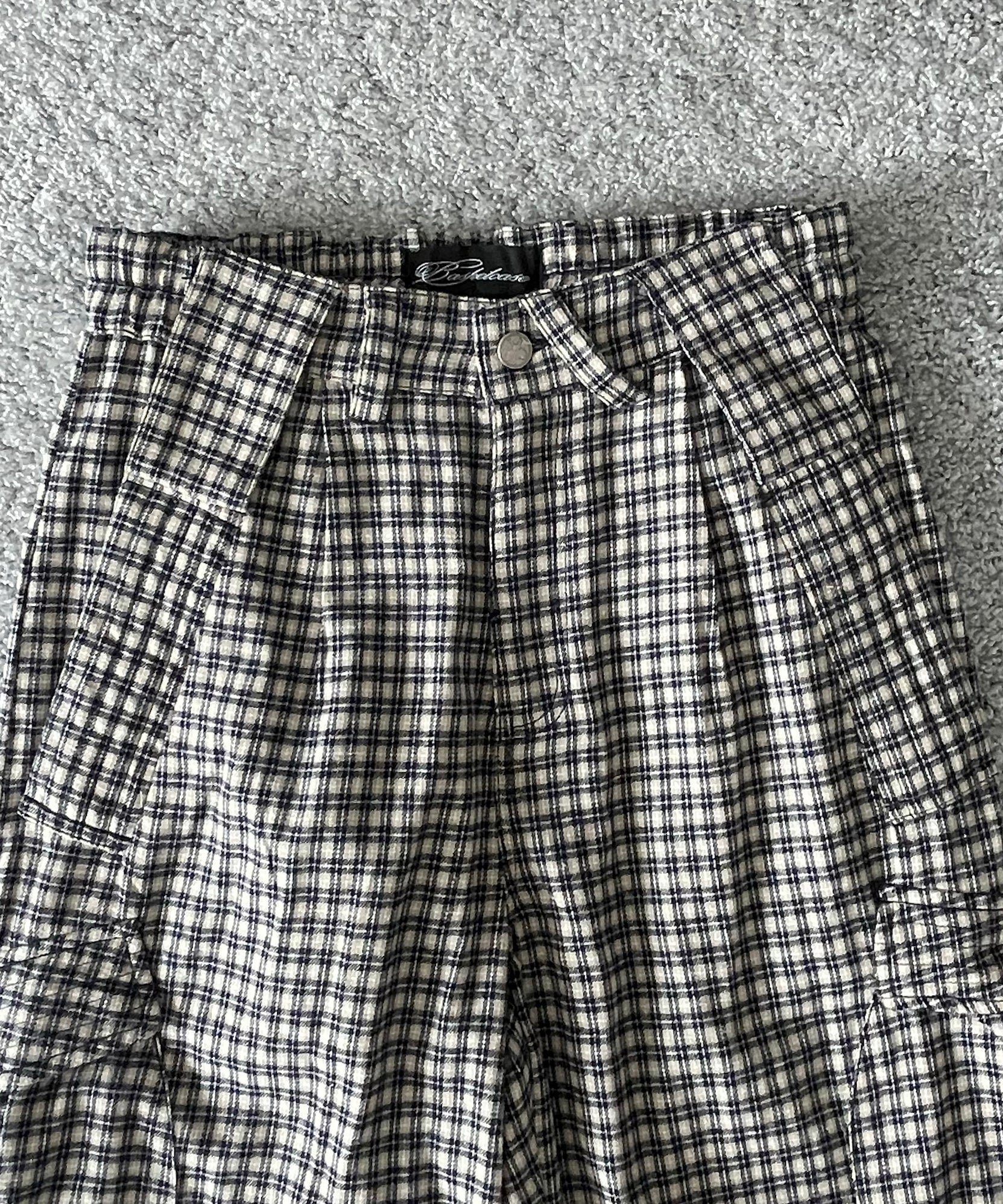 Basketcase Dolly,plaid cargos "BLUE CREAM"