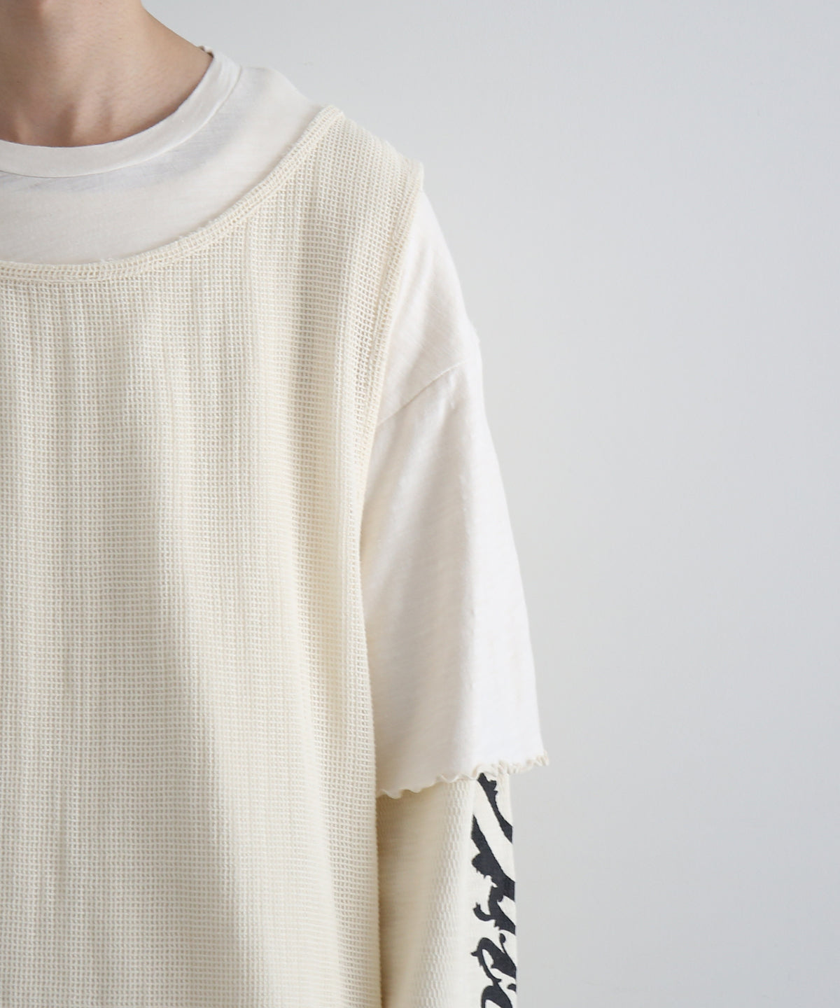 FAF(FAKE AS FLOWERS) 3Layerd ls tee "ECRU"