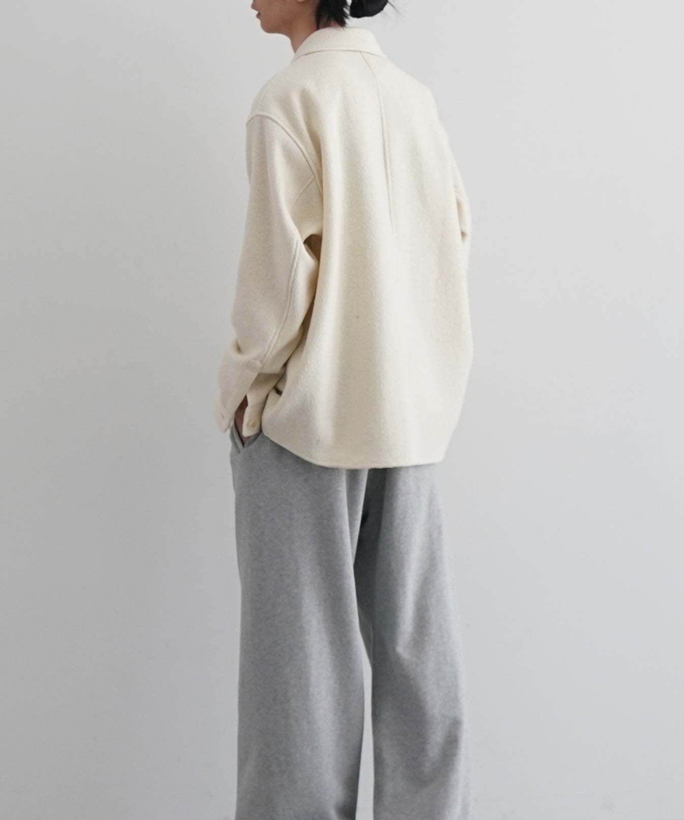 AURALEE Homespun tweed shirt blouson "IVORY WHITE"