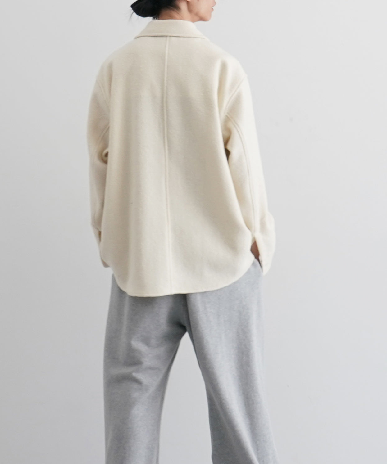AURALEE Homespun tweed shirt blouson "IVORY WHITE"