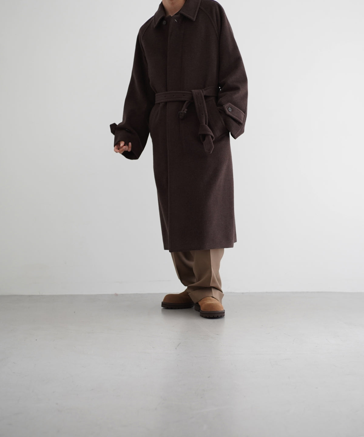 AURALEE Super fine wool mosser soutien collar coat “TOP BROWN”