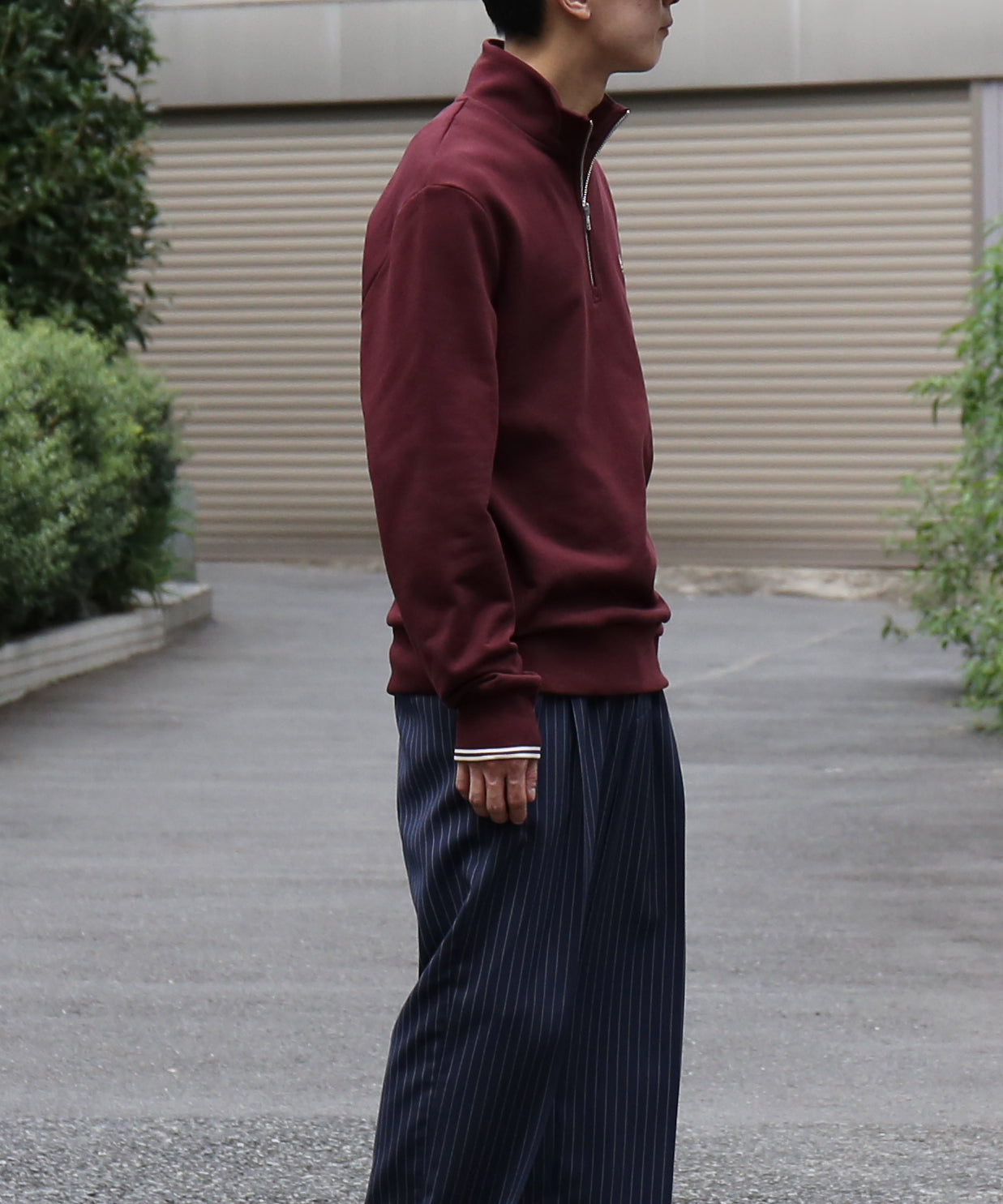 FRED PERRY Half zip sweatshirt "OXBLOOD / ECRU"