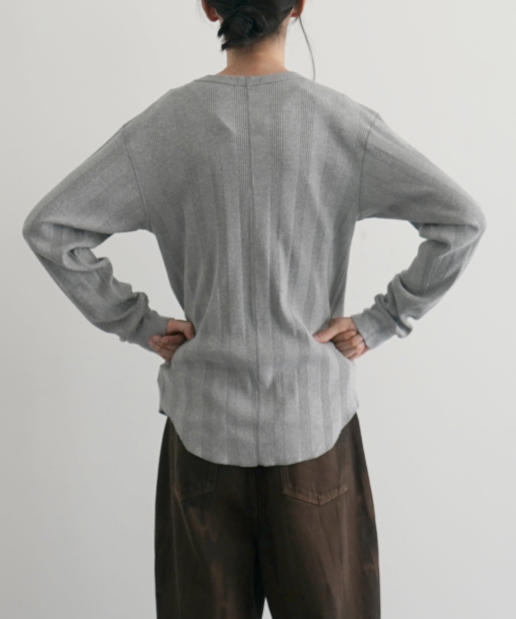 UNUSED Us2484 rib long sleeve tee "HEATHER"