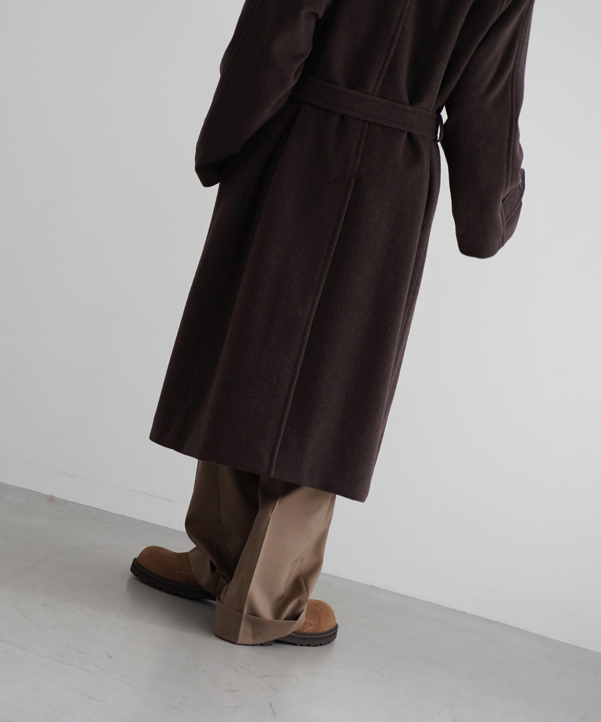 AURALEE Super fine wool mosser soutien collar coat “TOP BROWN”