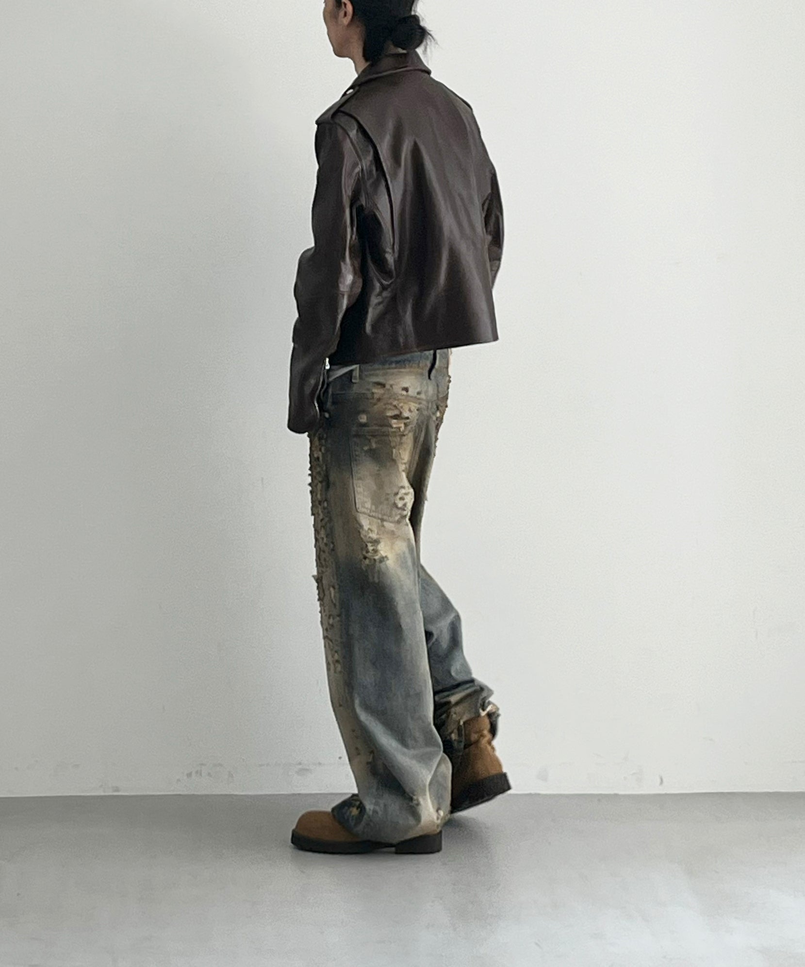 AURALEE Heavy lamb leather riders jacket "DARK BROWN"