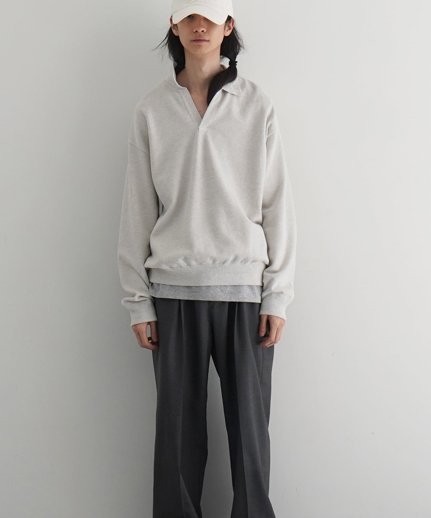 【EXCLUSIVE】crepuscule Co/ra moss stitch skipper "HEATHER BROWN"