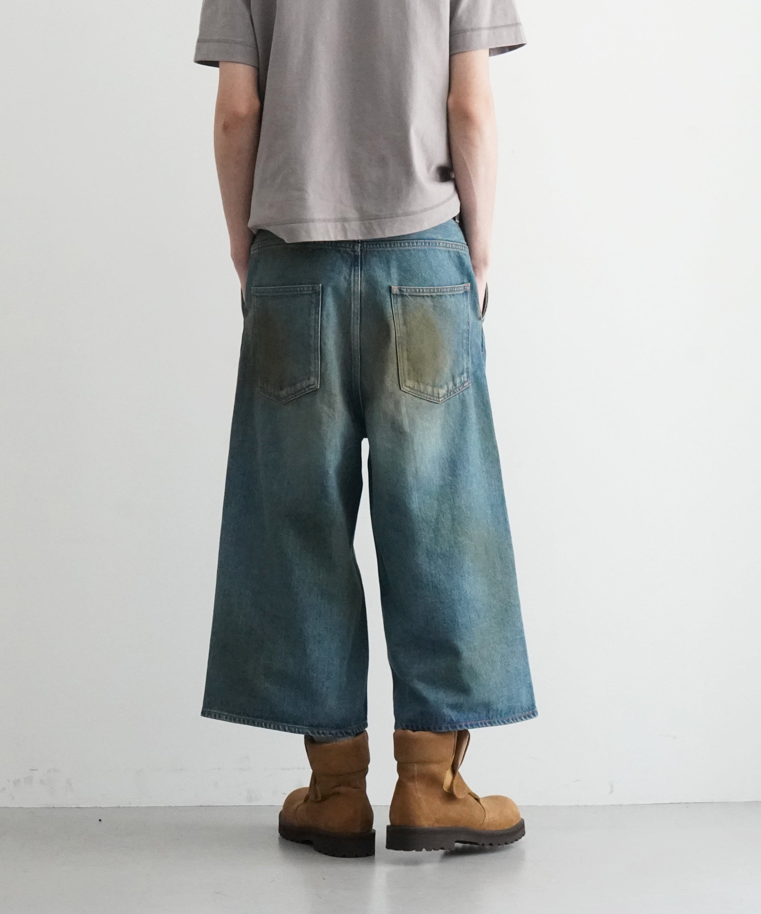 order Loose denim half pants vintage "INDIGO"