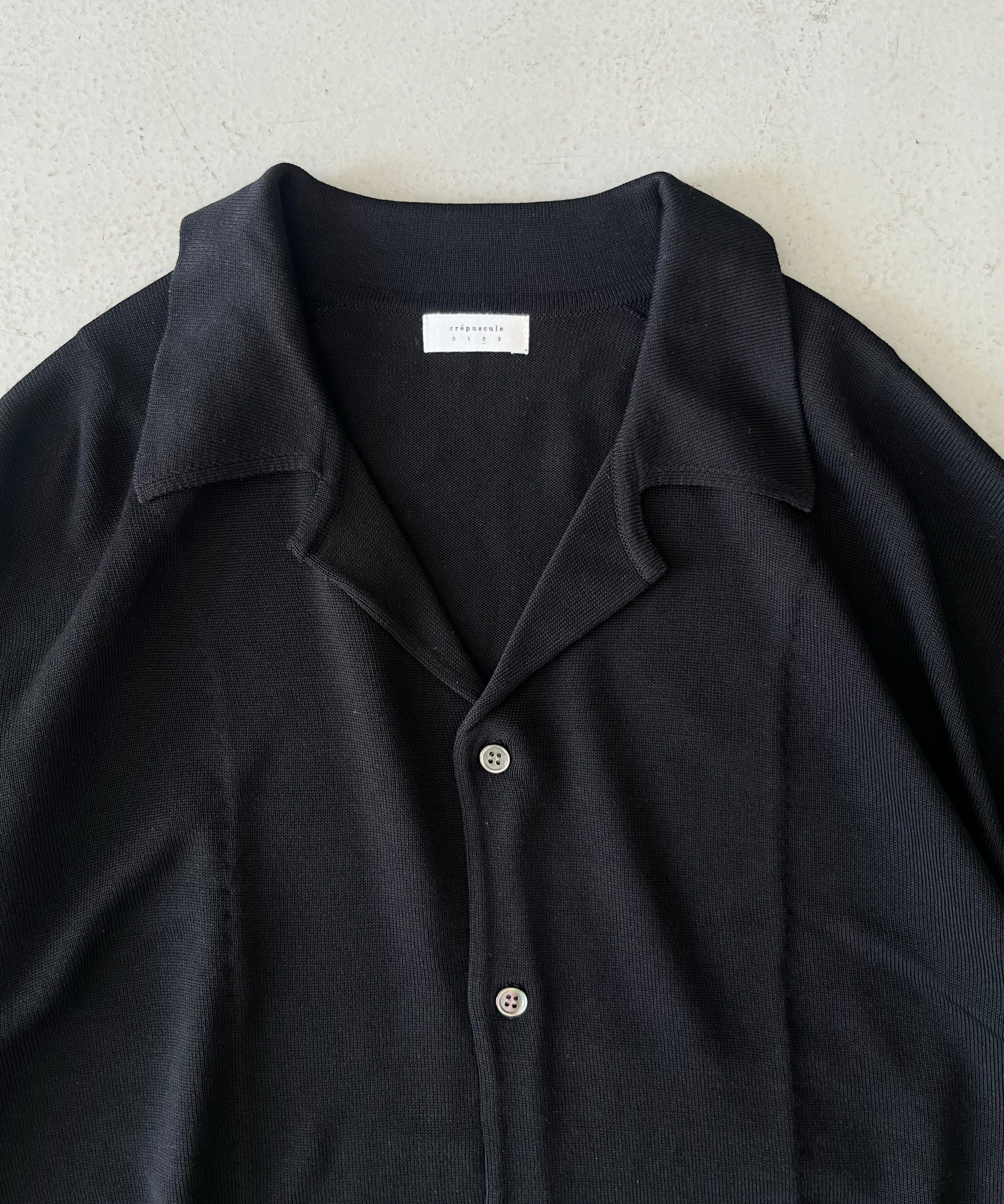 【EXCLUSIVE】crepuscule Open collar knit shirt "BLACK"
