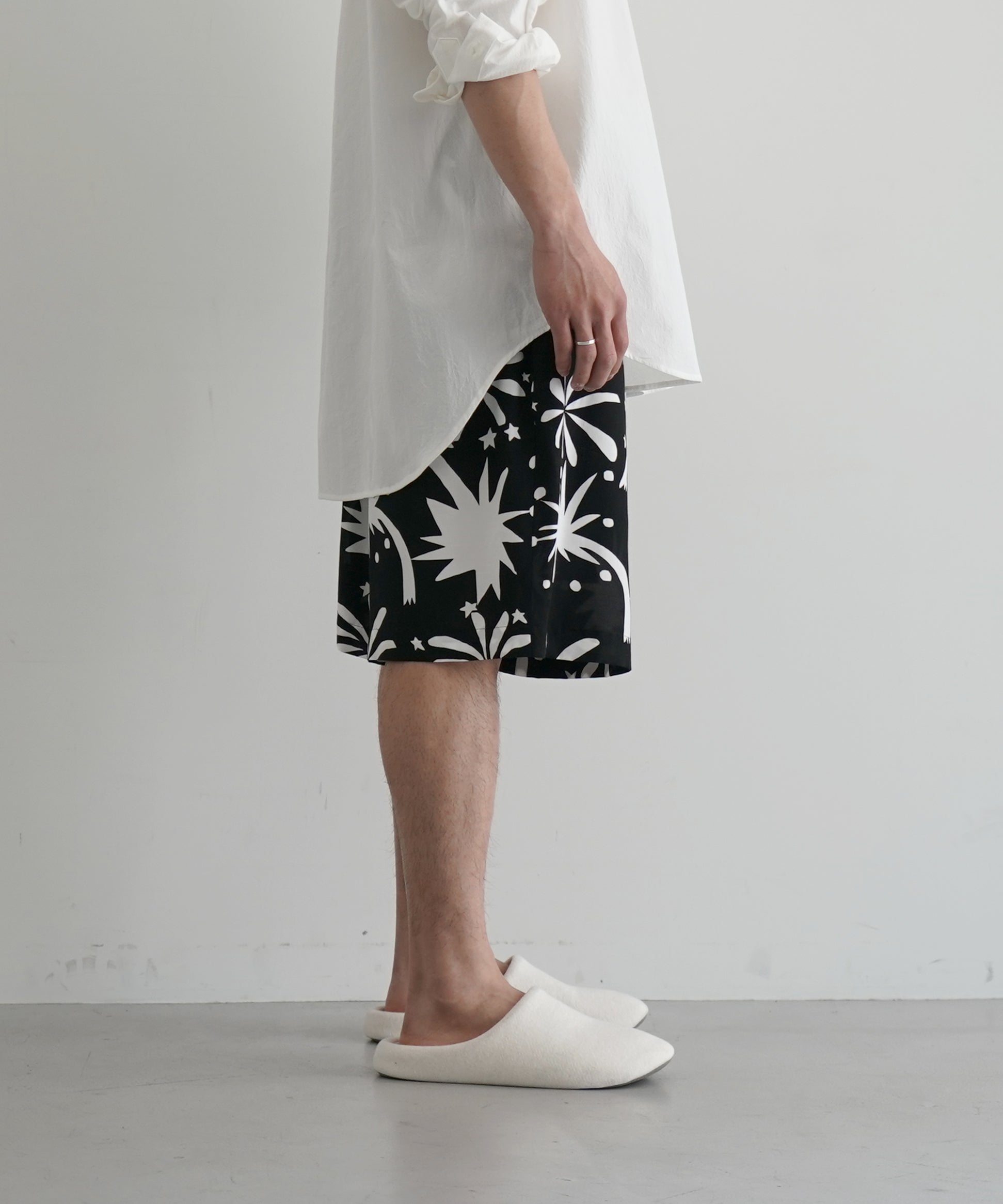 COTTON PAN 花火 レーヨンパンツ "BLACK"