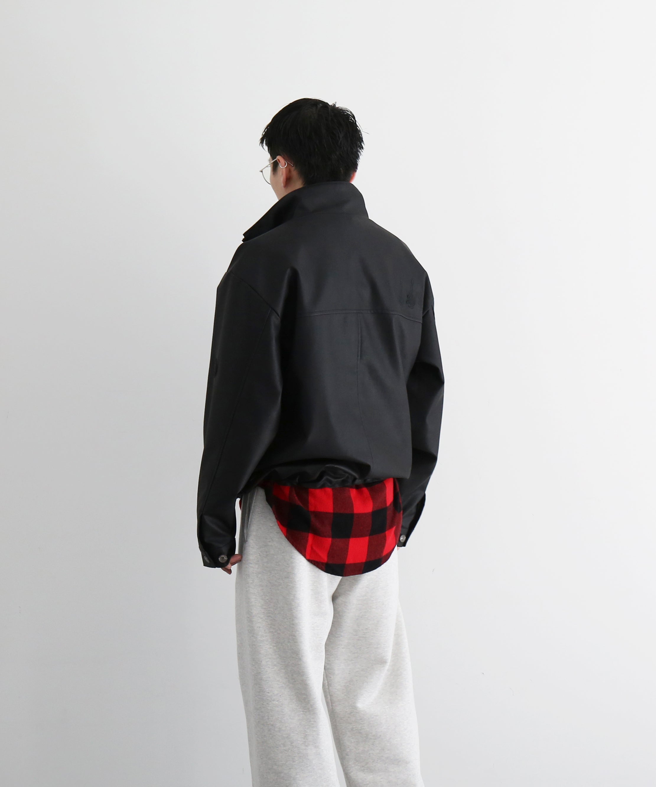 Evisen Skateboardsゑ Stand collar leather jacket "BLACK"