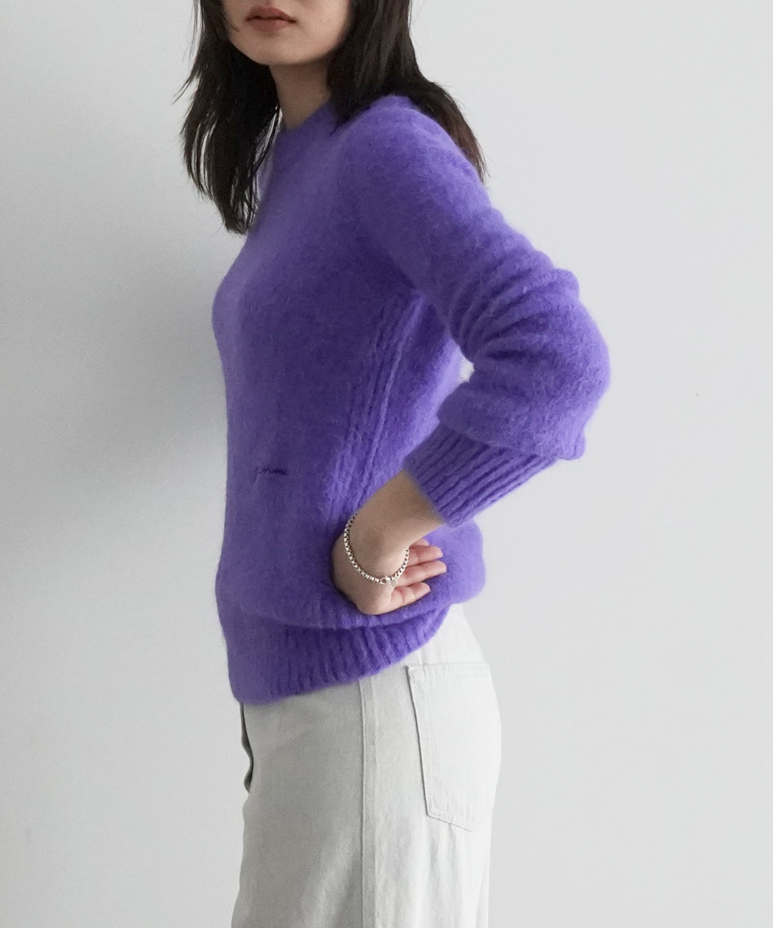 GANNI Brushed alpaca o-neck "SIMPLY PURPLE"