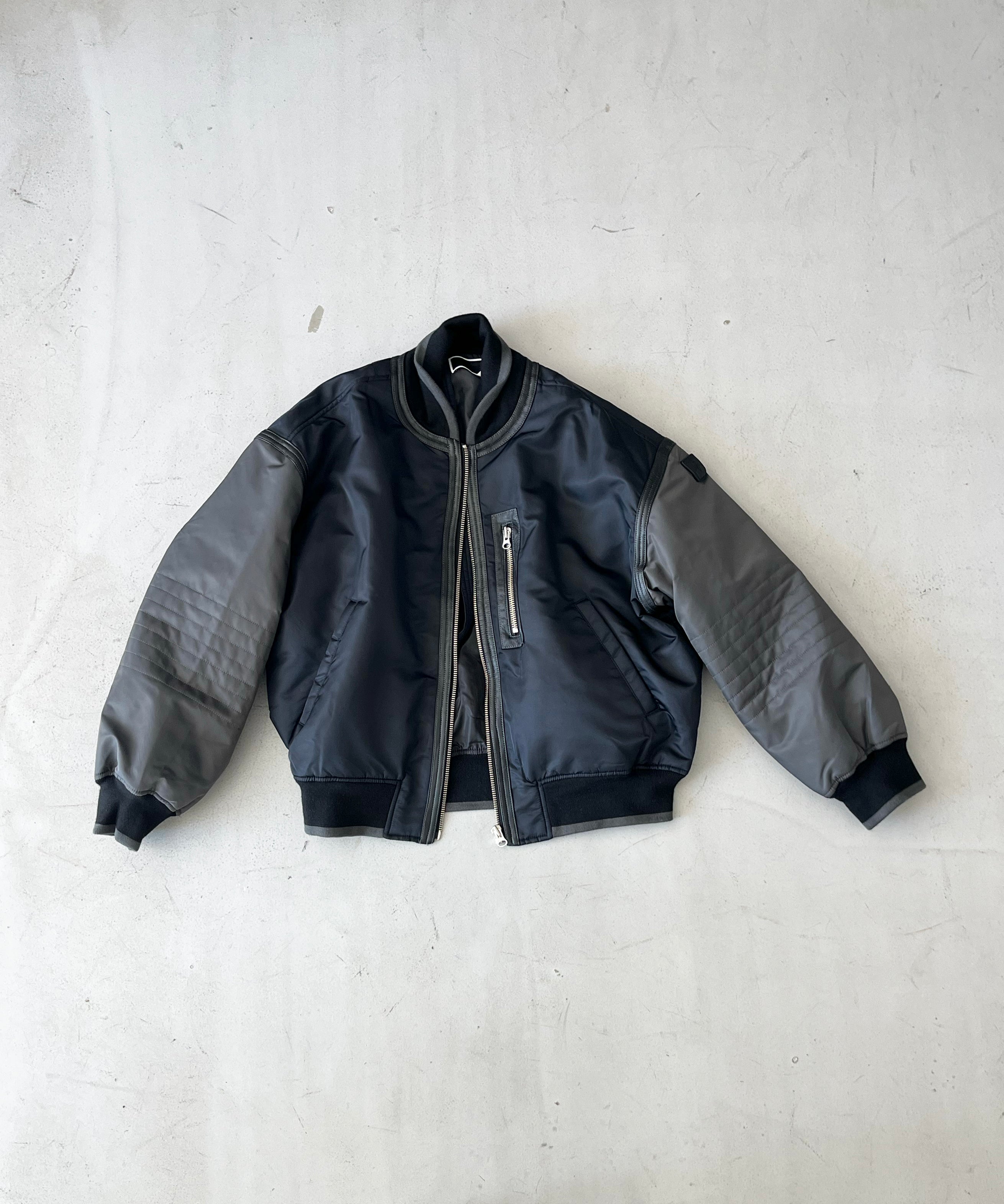 PHINGERIN Trim leather bonber jacket "C:BLACK"