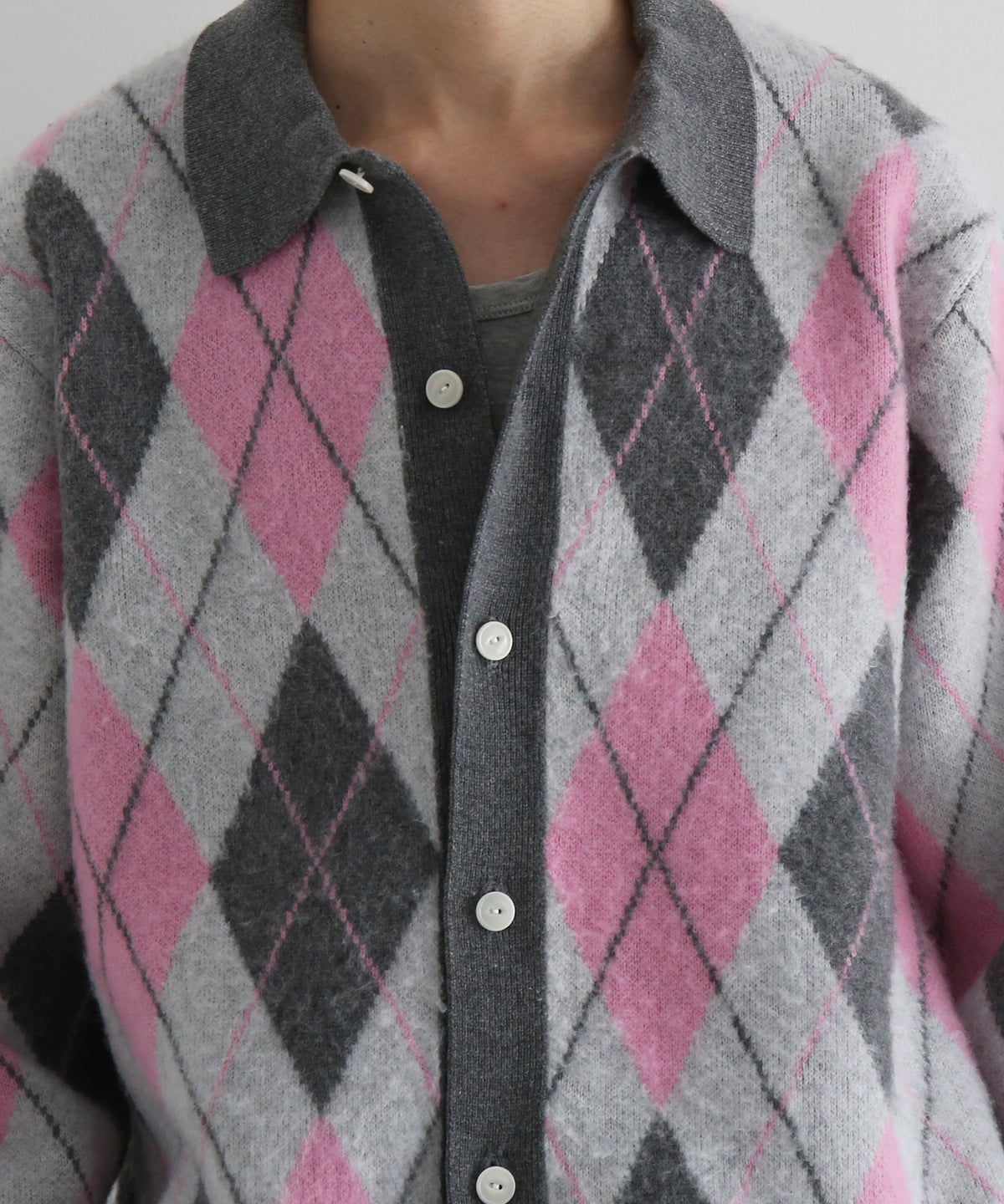 【Pre order】KAIKO Domestic knit polo cardigan "FIGURE PINK"