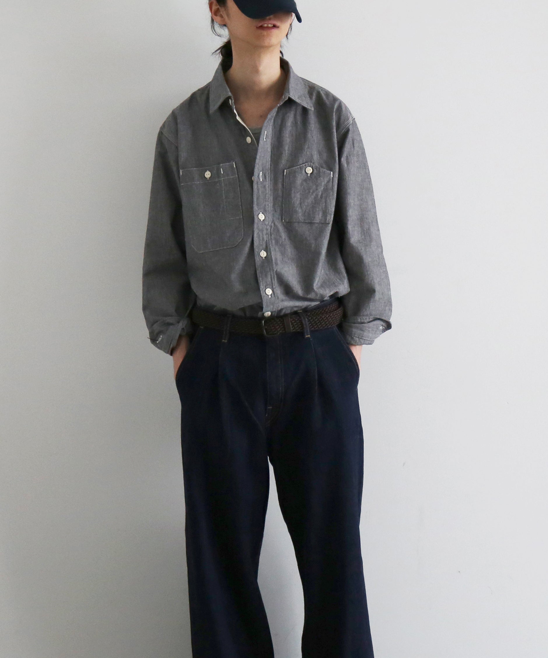 Engineered Garments Work shirt - cotton chambray "GRAY"
