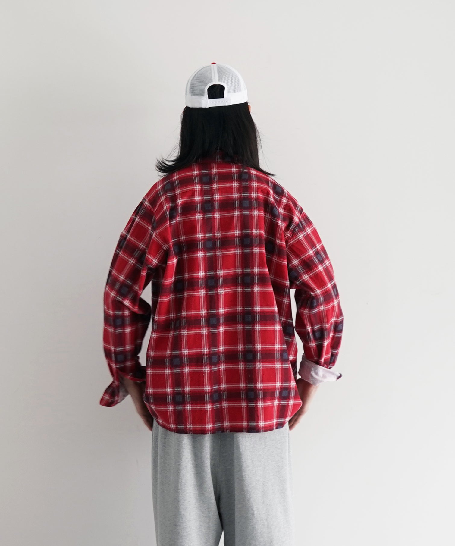 NEEDLES One - up shirt - printed flannel / plaid "RED"
