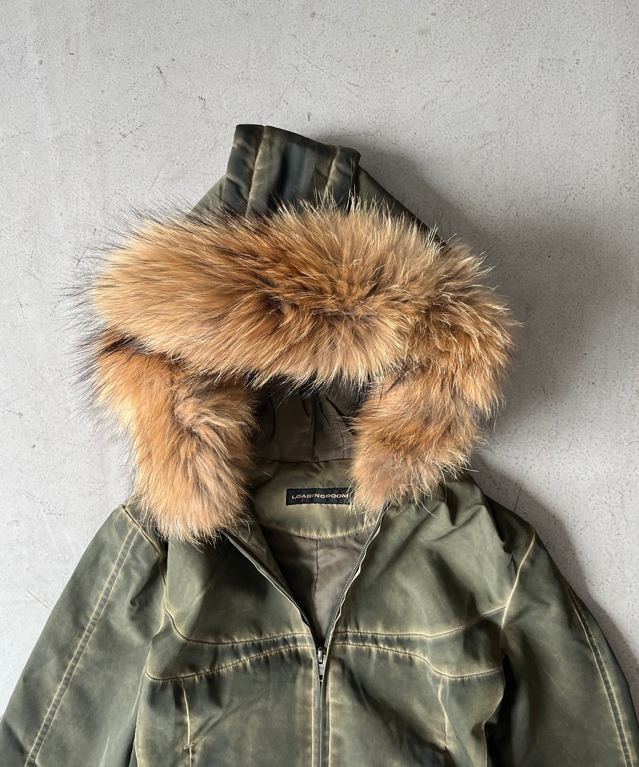 LOADINGROOM Fur hoodie zip jacket "KHAKI"