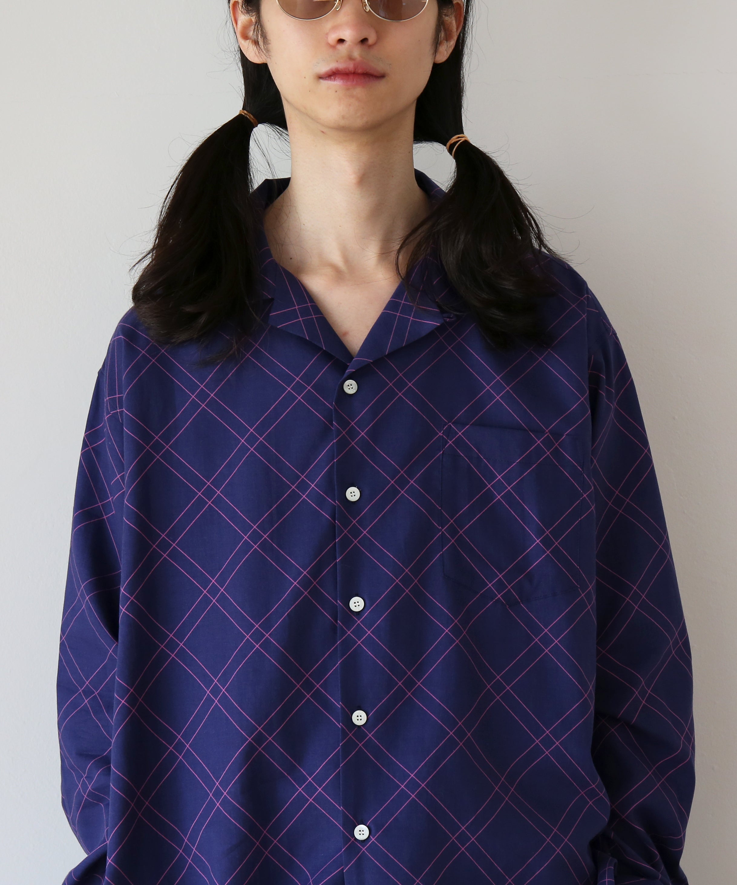COTTON PAN Dorami l/s 綿シルクシャツchank "NAVY"