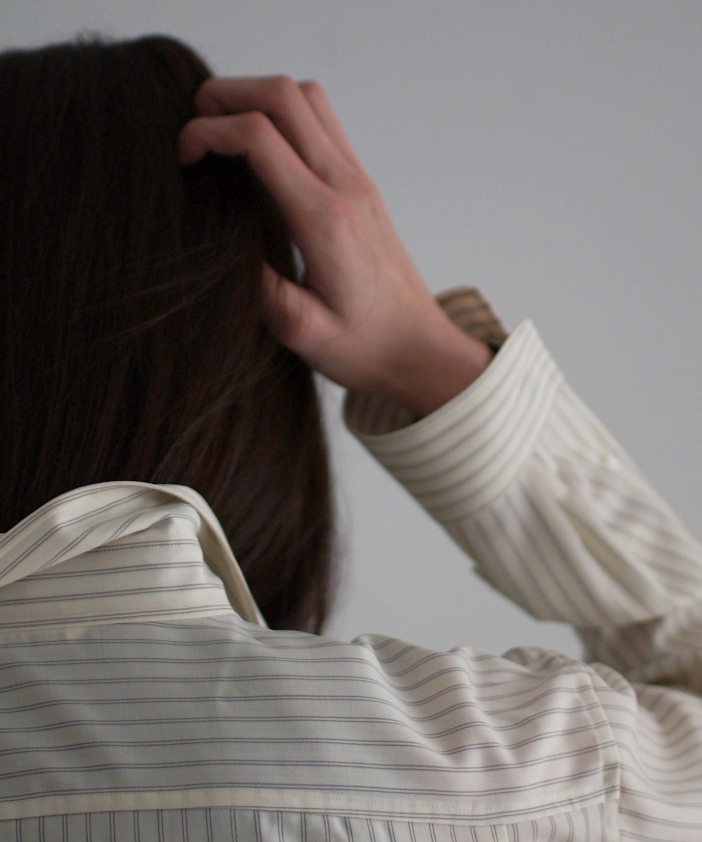 AURALEE Super fine wool stripe shirt "IVORY STRIPE"