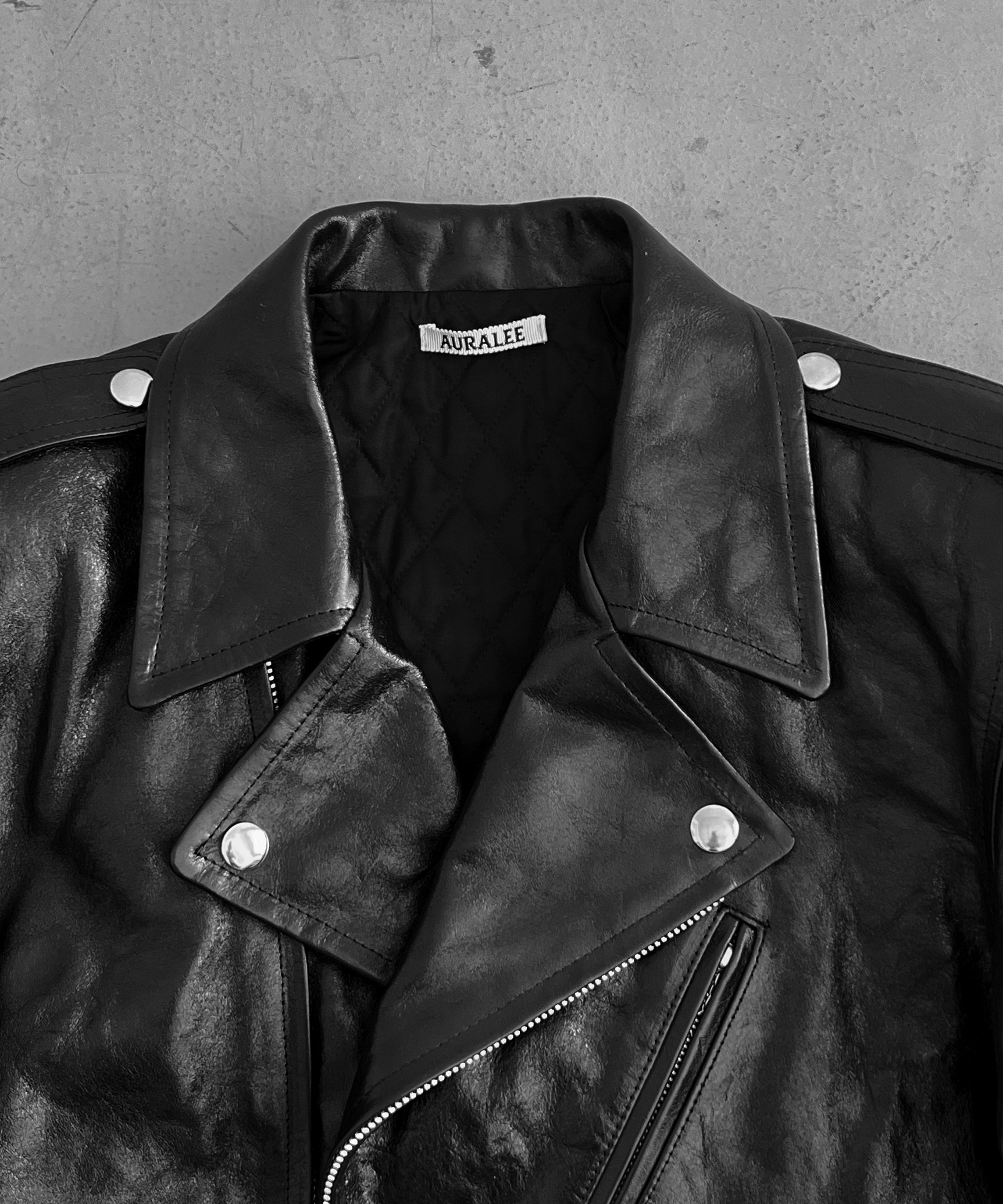 AURALEE Lamb leather riders jacket "BLACK"