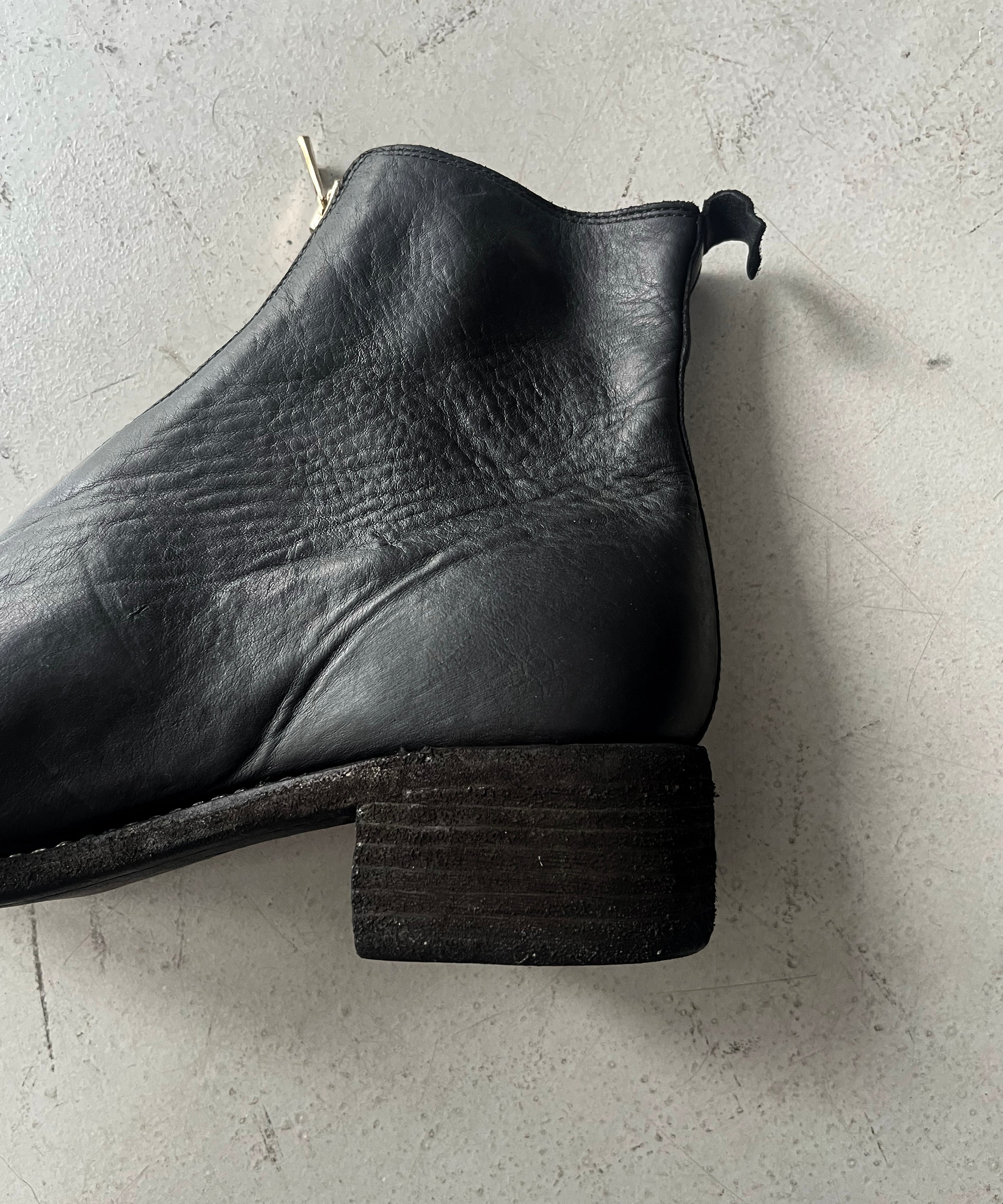 GUIDI Front zip boots, sole leather "BLACK"