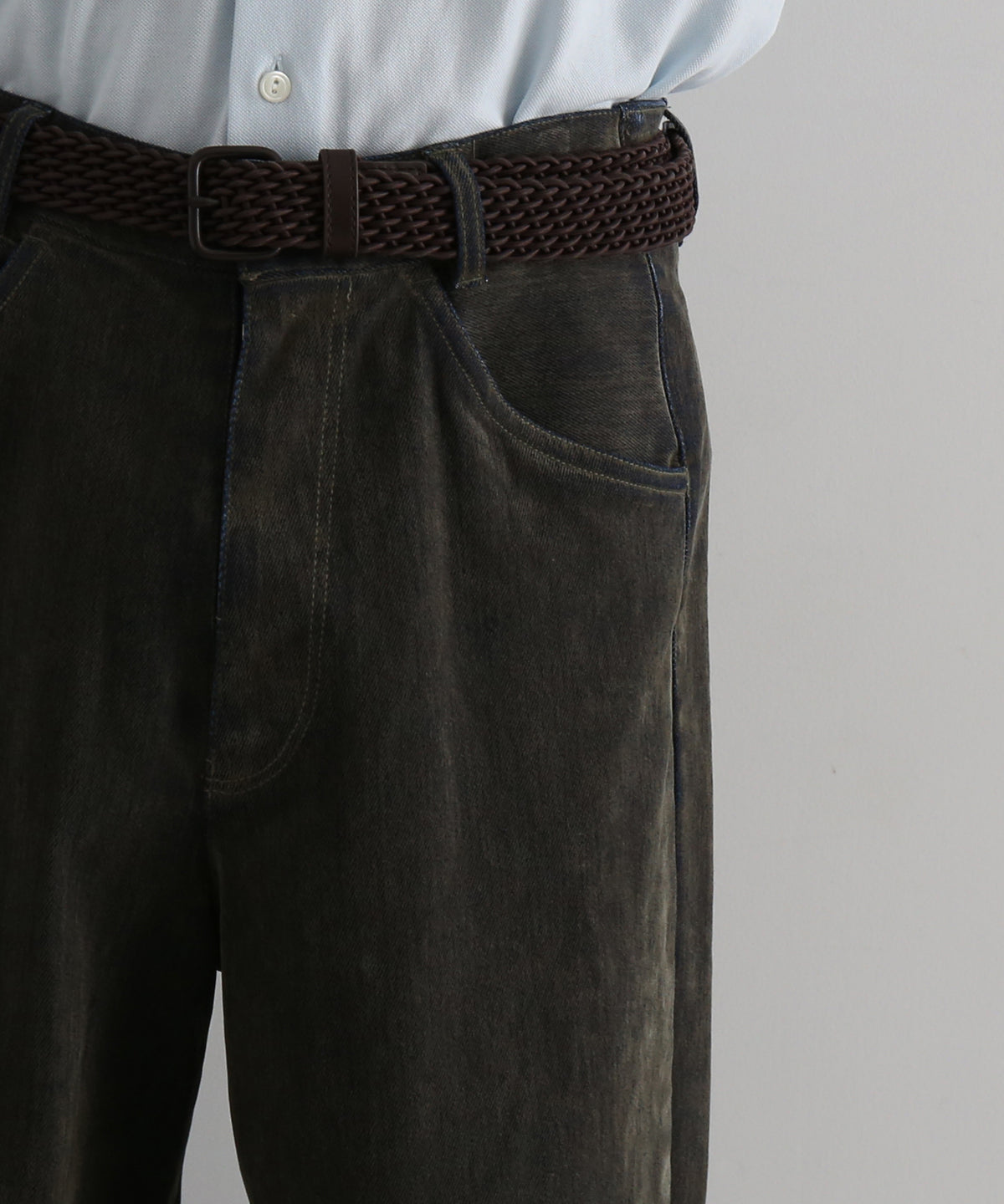 VOAAOV Flocky denim pants “OLIVE"