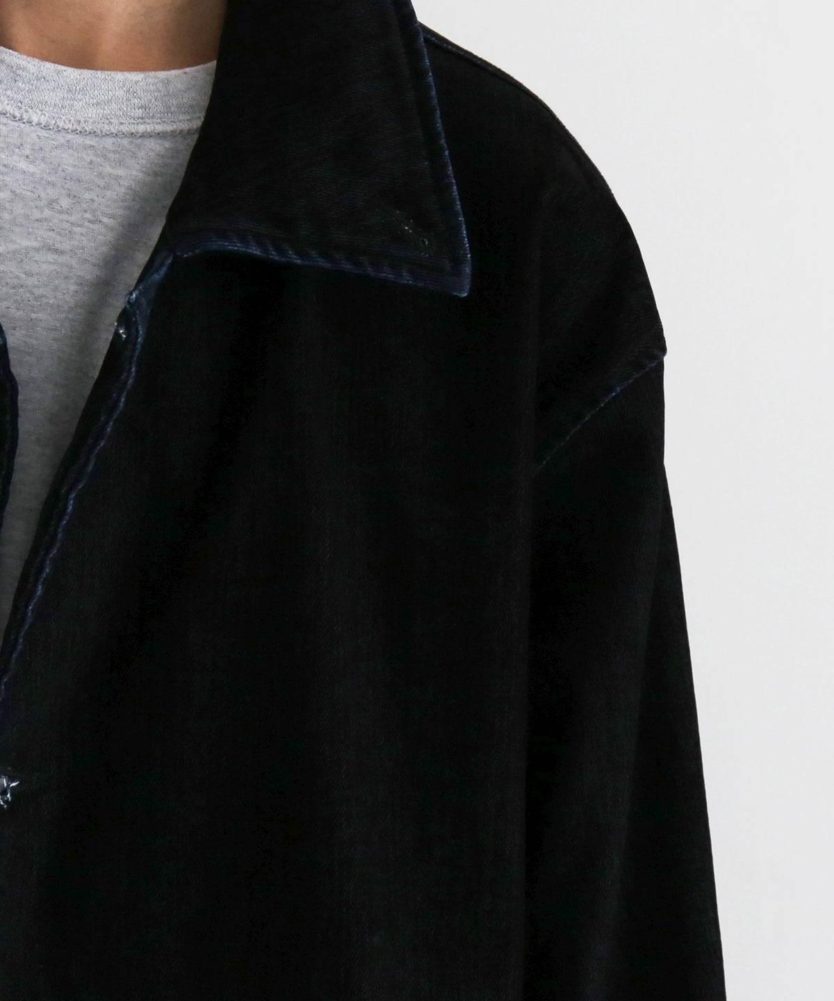 VOAAOV Flocky denim coverall jacket “BLACK”