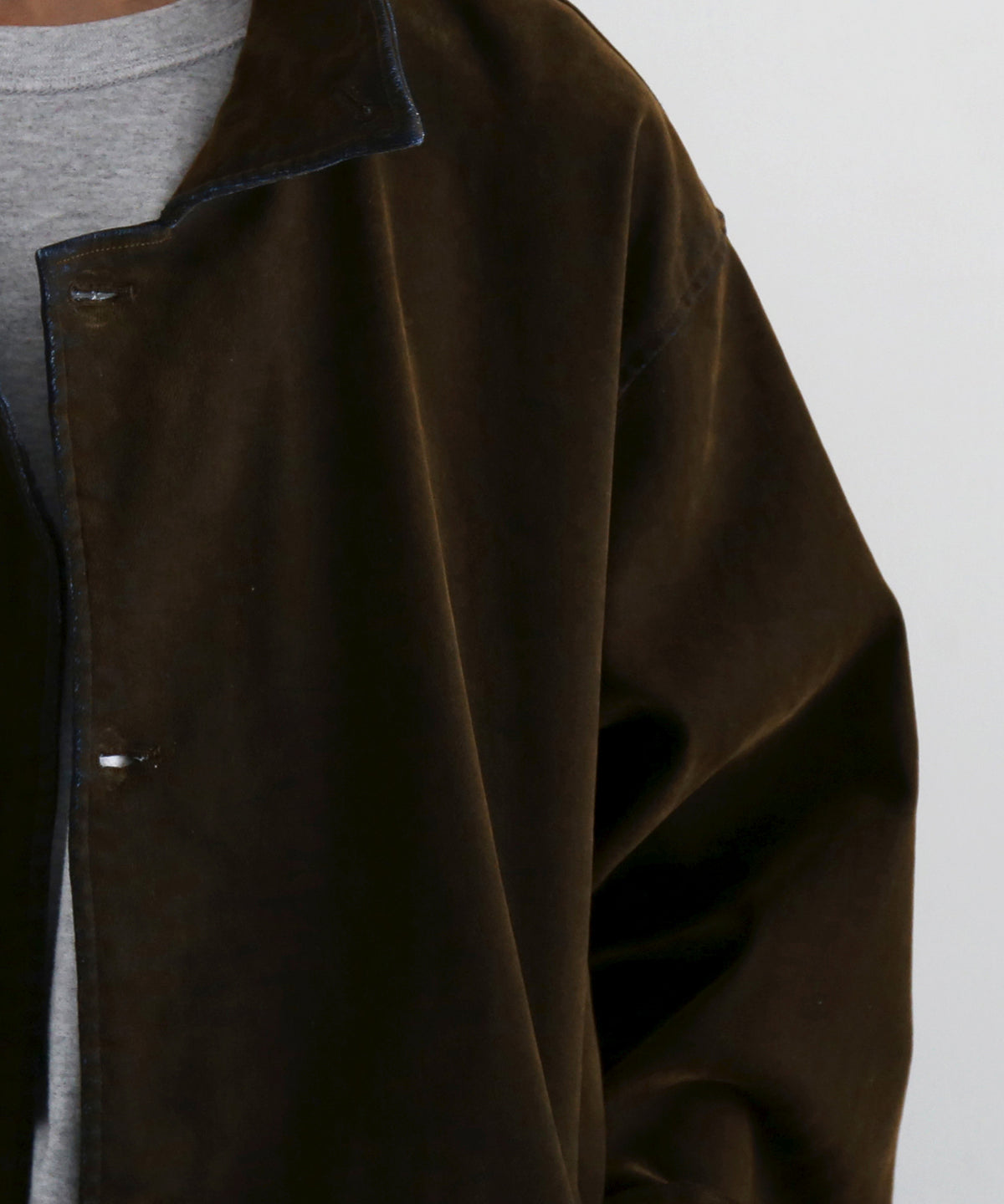 VOAAOV Flocky denim coverall jacket “BROWN”
