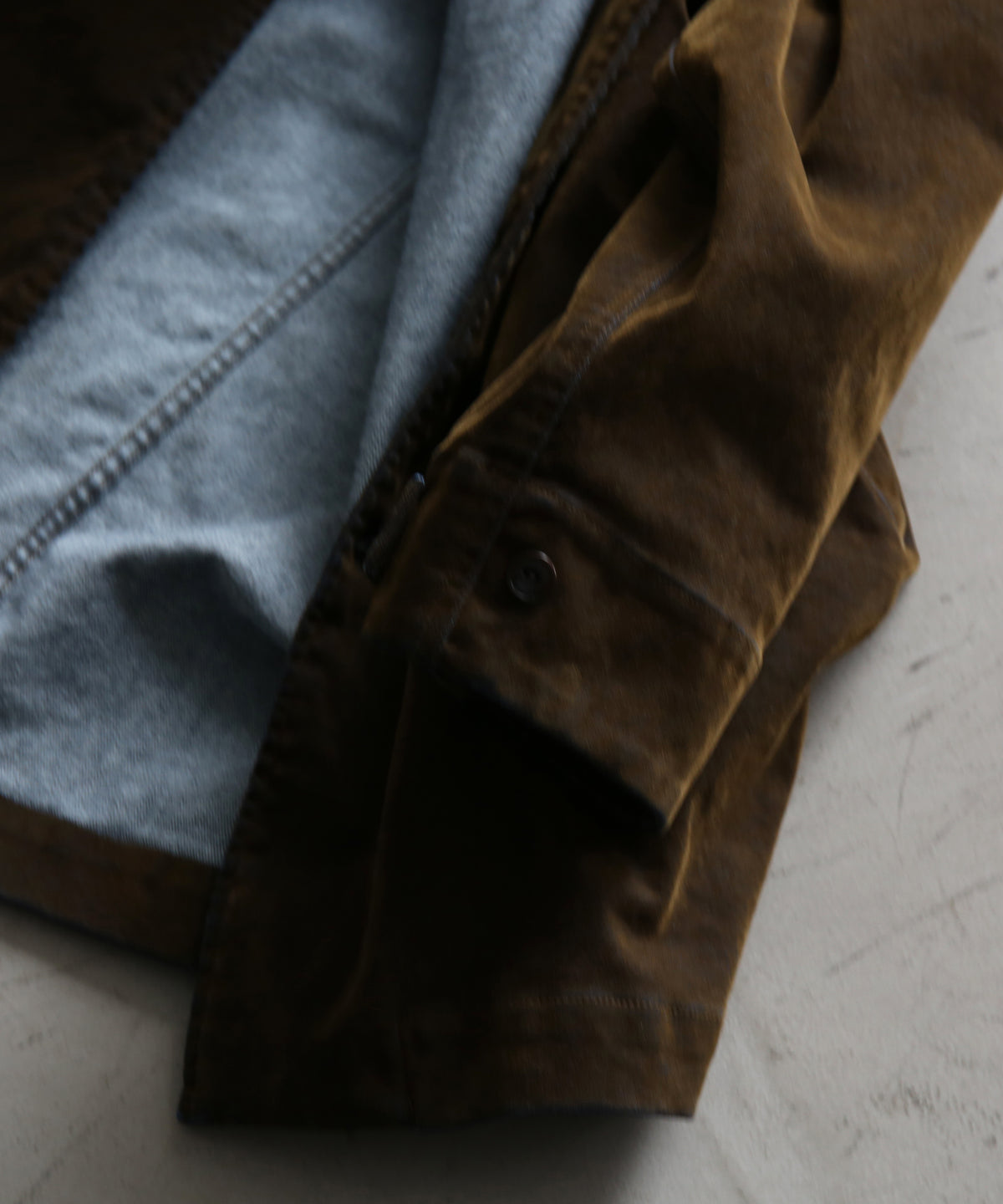 VOAAOV Flocky denim coverall jacket “BROWN”