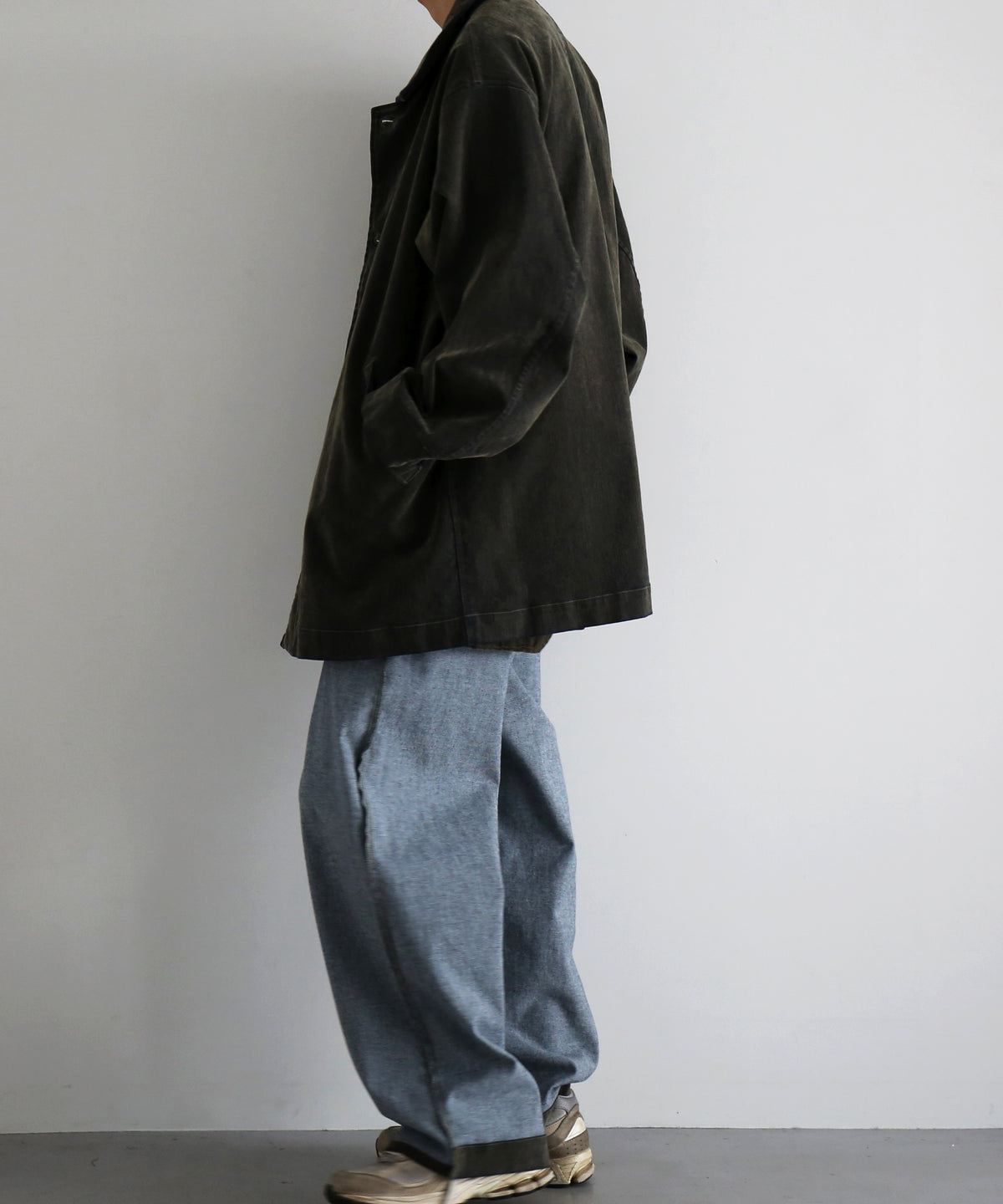 VOAAOV Flocky denim coverall jacket “OLIVE"