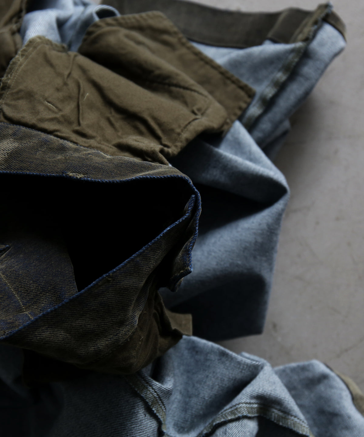 VOAAOV Flocky denim pants “OLIVE"