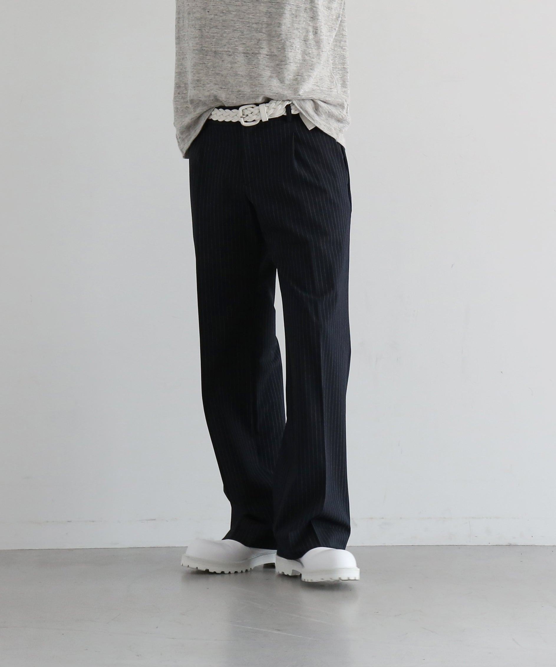KAIKO Low rise slacks "NAVY STRIPE"
