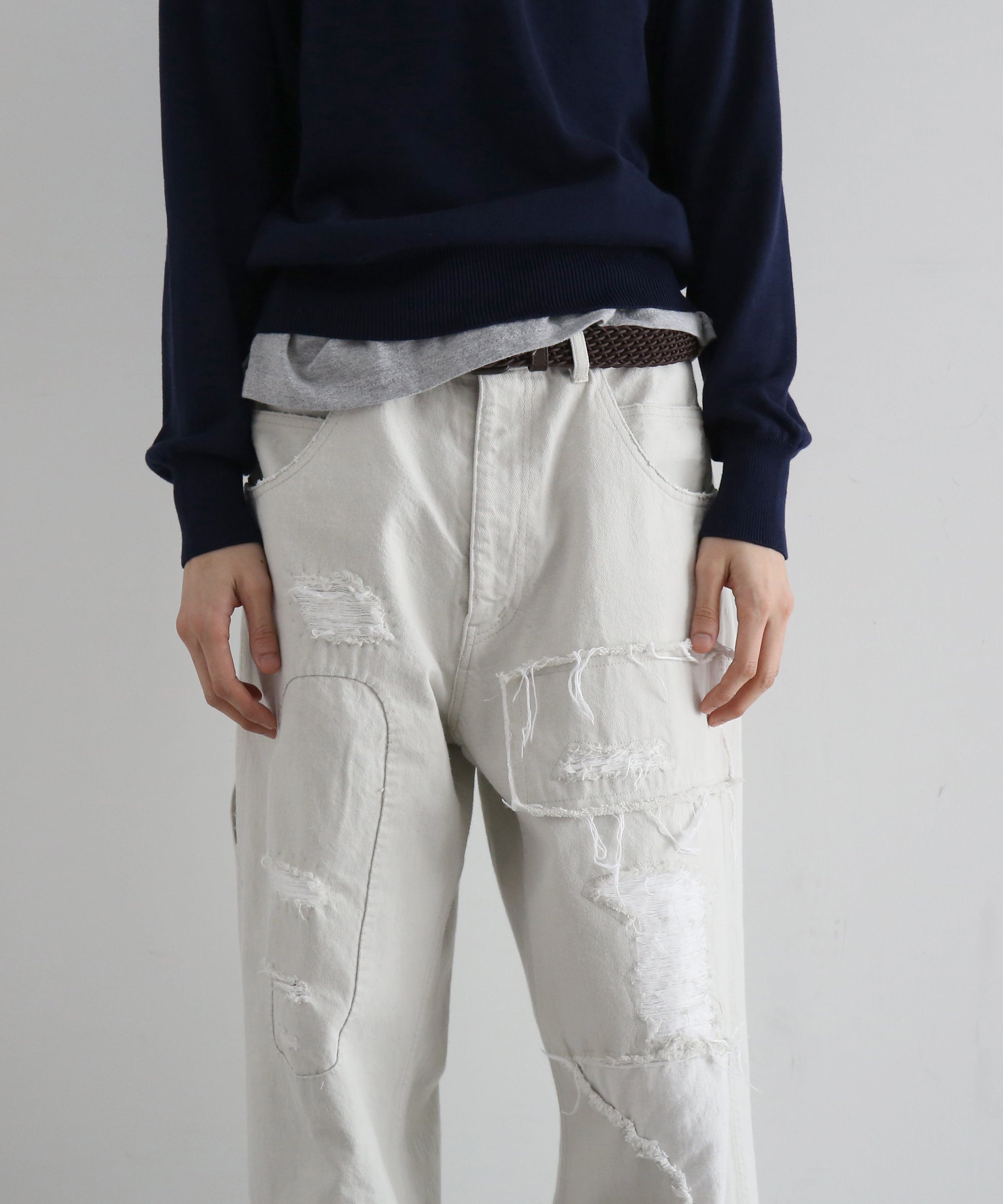 ensou. Scar tissue painter jeans "IVORY"