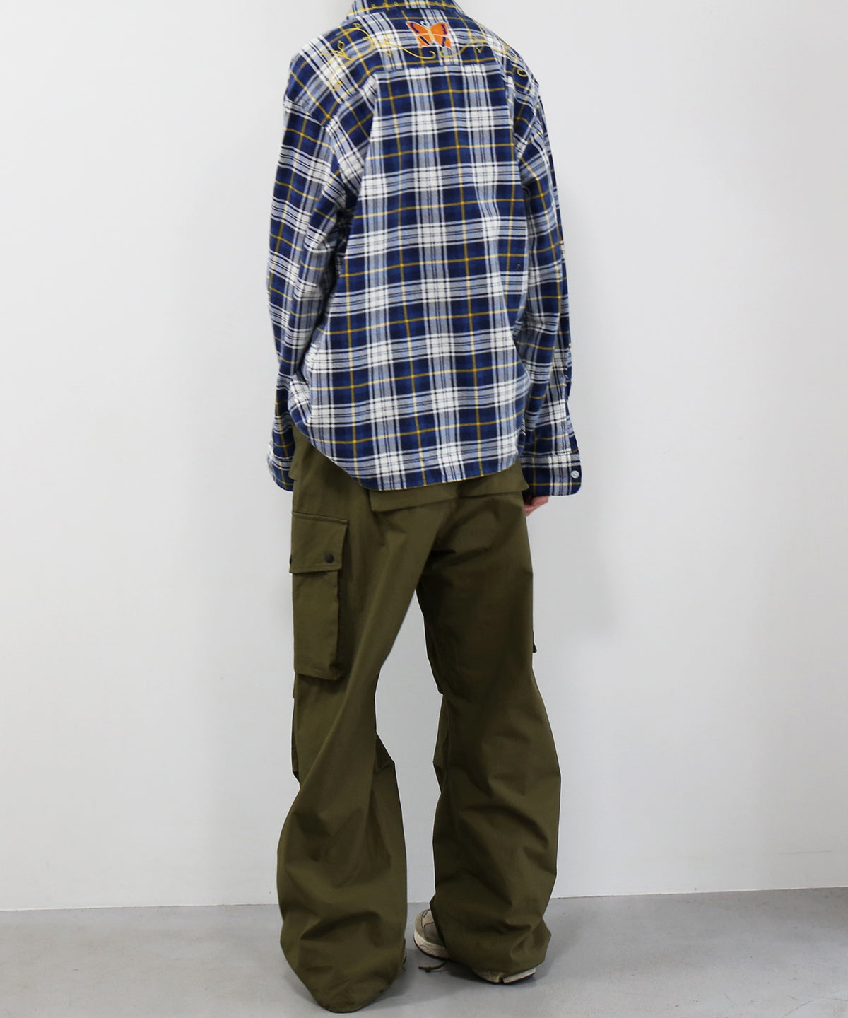 NEEDLES One-up shirt - printed flannel/plaid "D-BLUE/NAVY D"