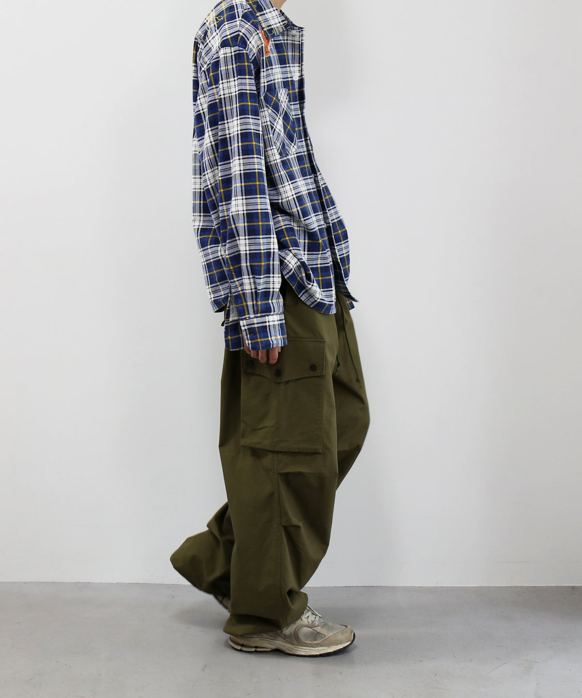 NEEDLES One-up shirt - printed flannel/plaid "D-BLUE/NAVY D"