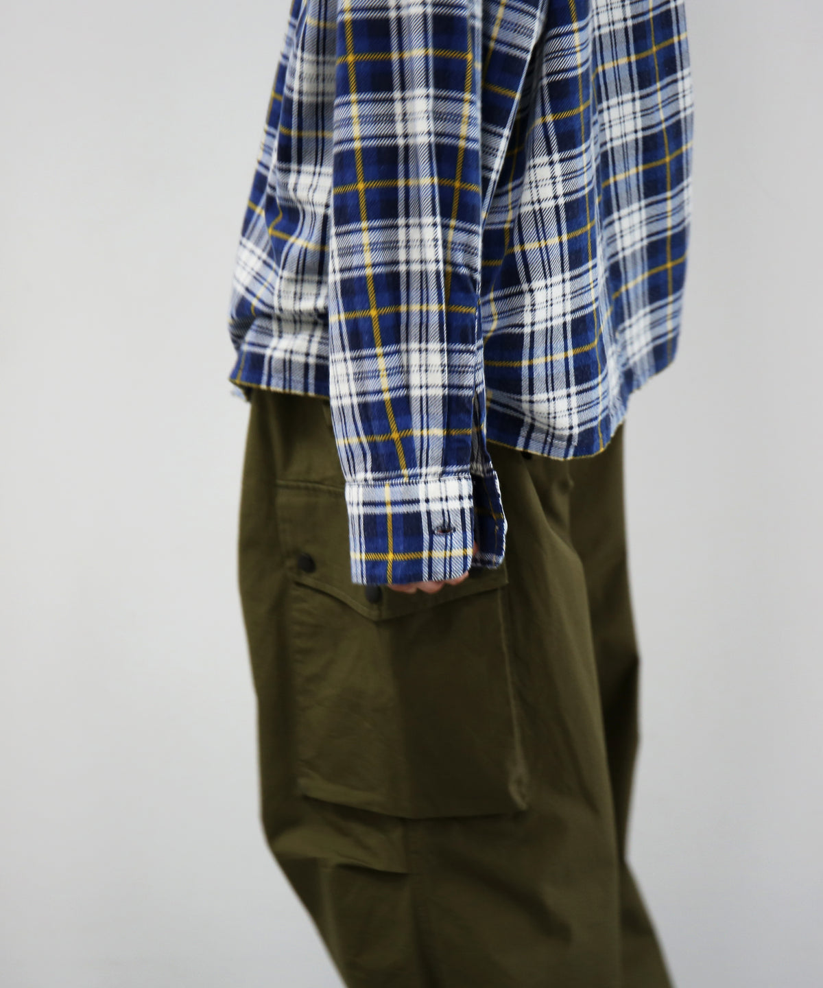 NEEDLES One-up shirt - printed flannel/plaid "D-BLUE/NAVY D"