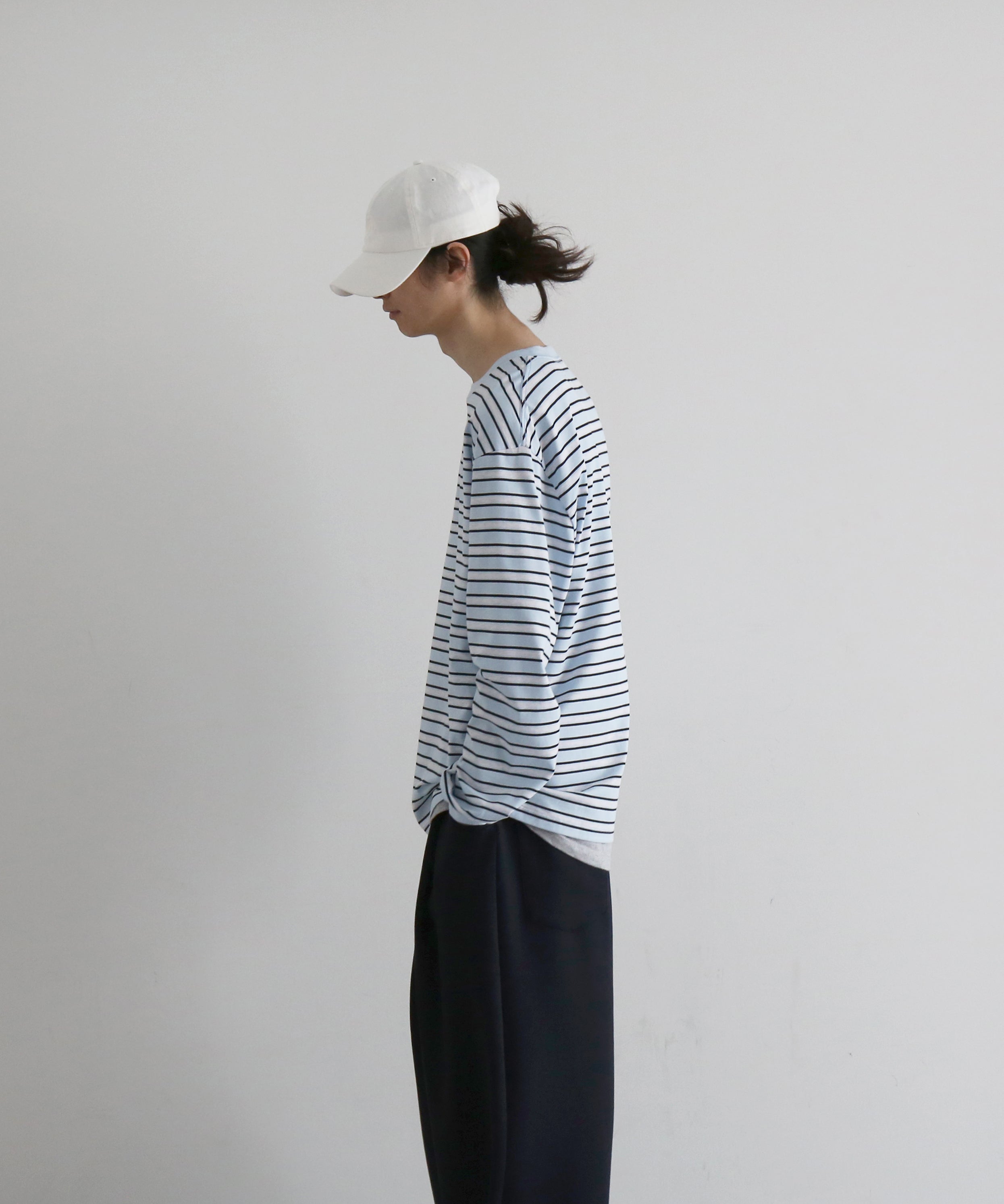 KAIKO C neck border l/s t-shirt “SAX”