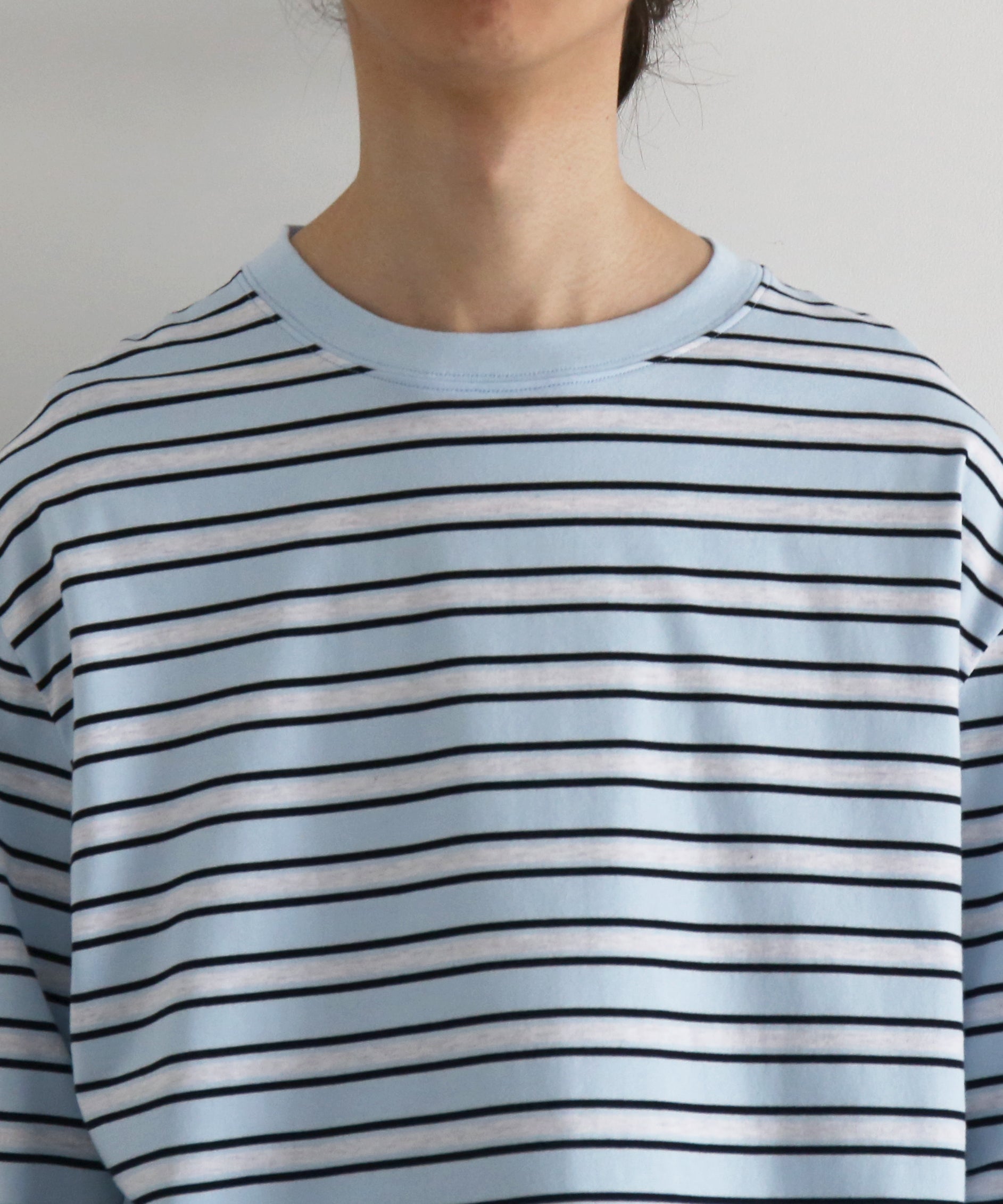 KAIKO C neck border l/s t-shirt “SAX”