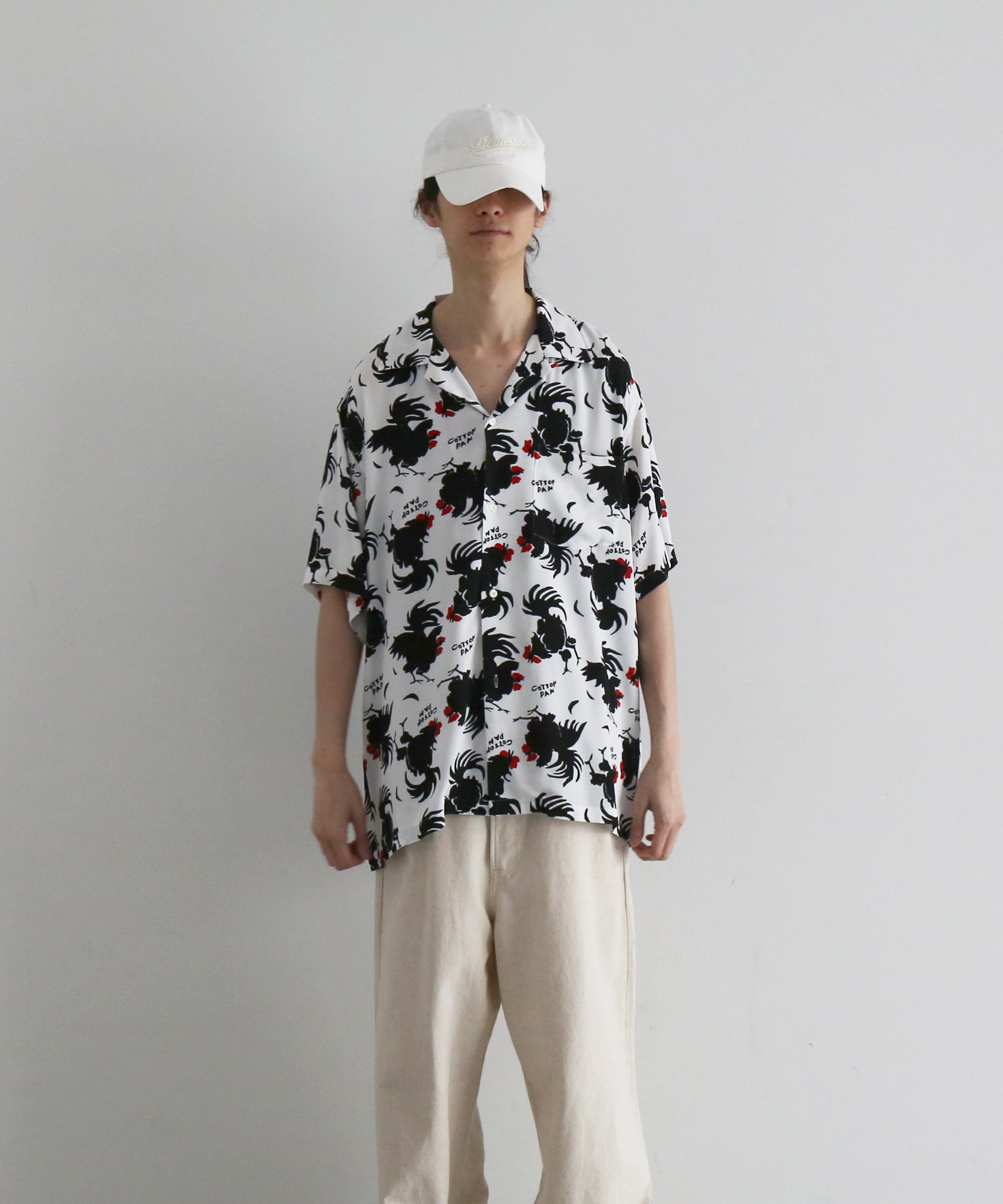 COTTON PAN Rooster s/s レーヨンシャツ "BLUE"