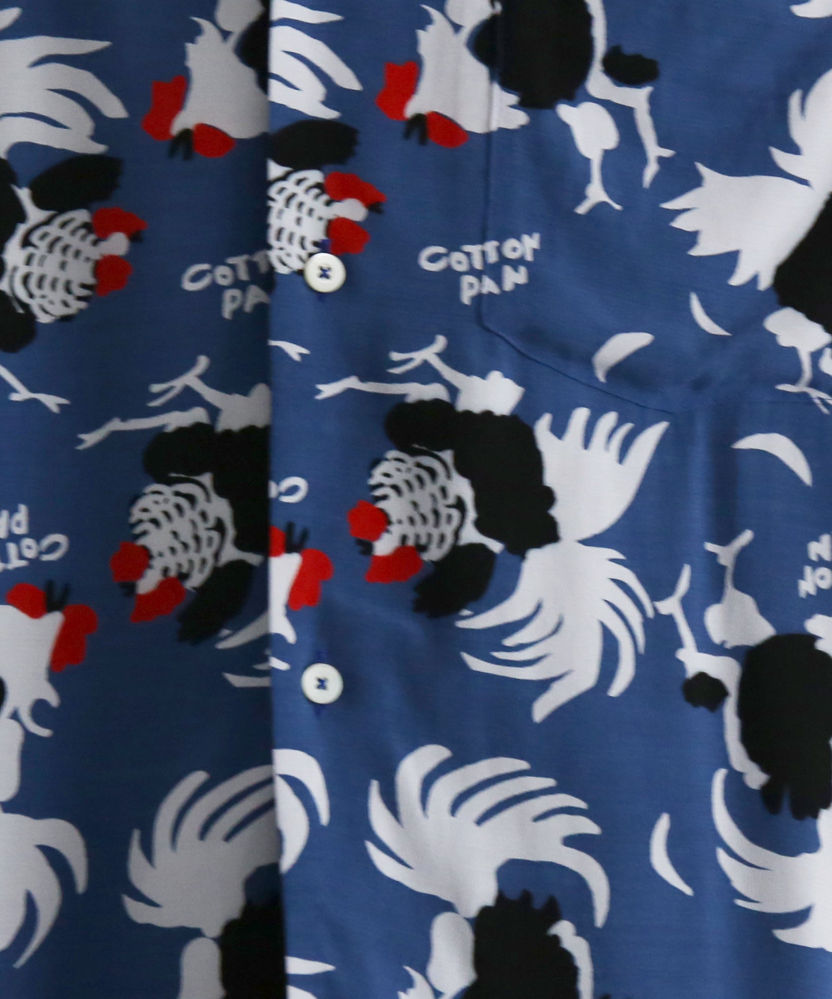COTTON PAN Rooster s/s レーヨンシャツ "BLUE"