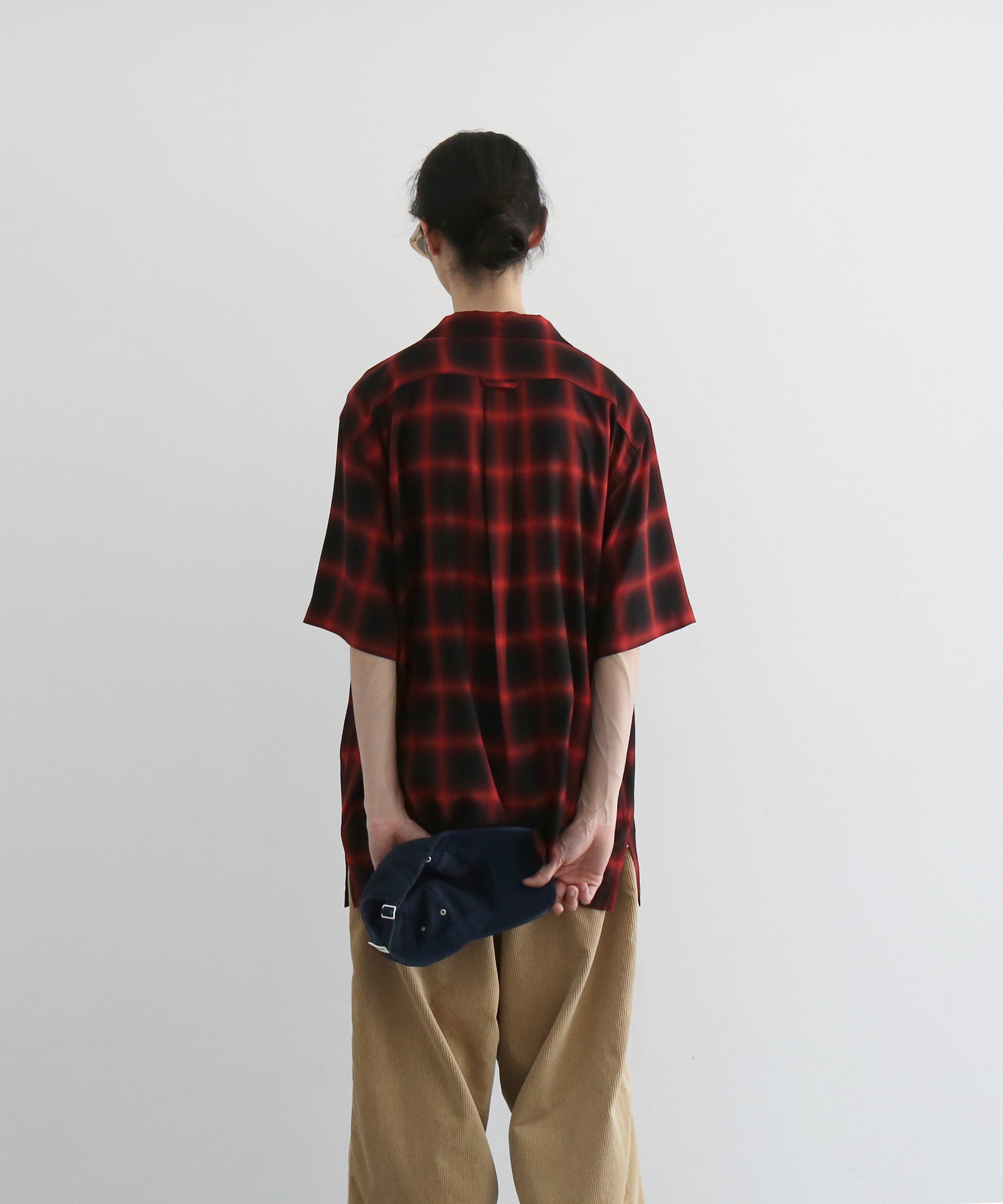 COTTON PAN Soho s/s オンブレシャツ "RED×BLACK"