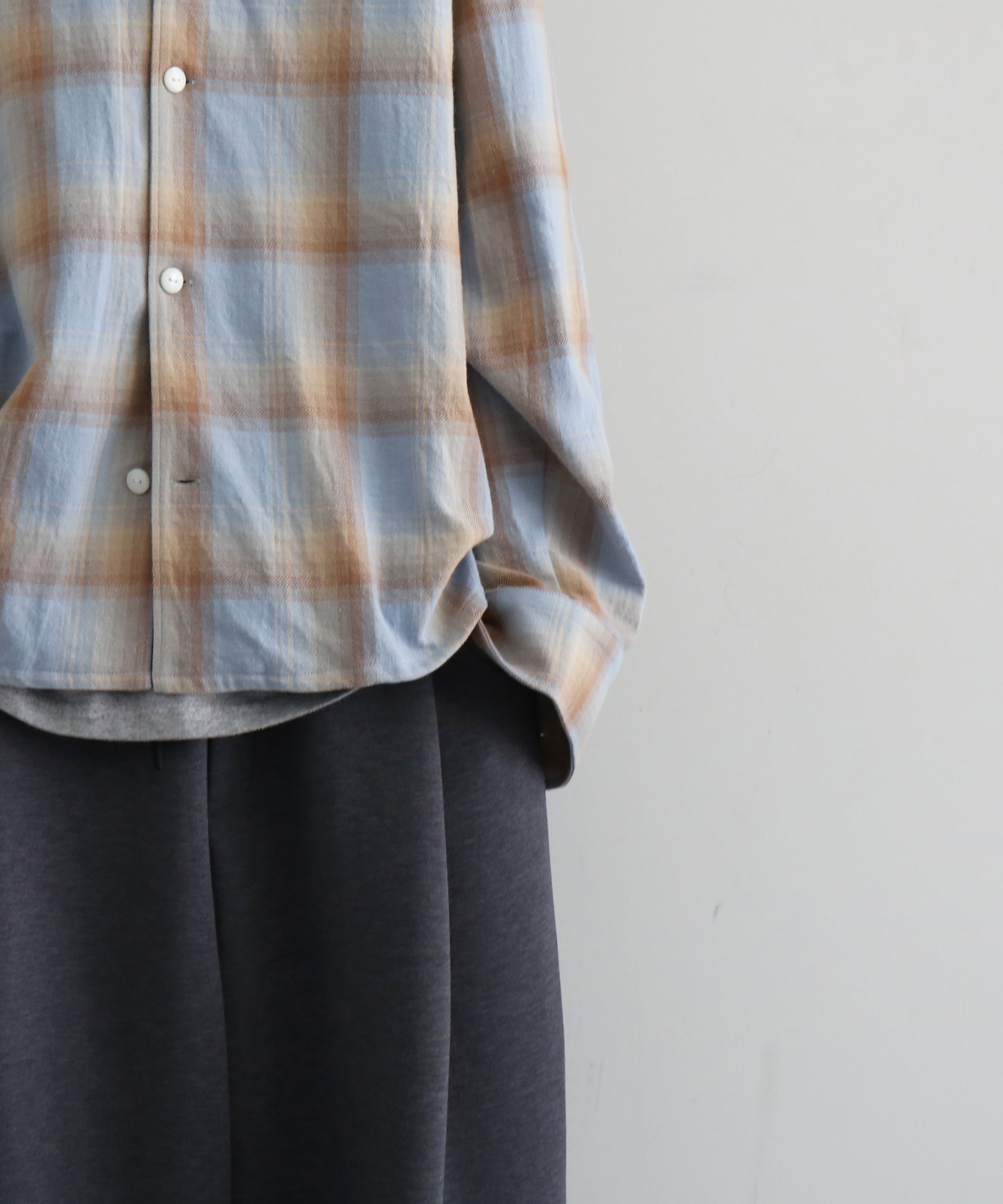 SECOND/LAYER Logan ombre ls shirt "CHECKERED BLUE"