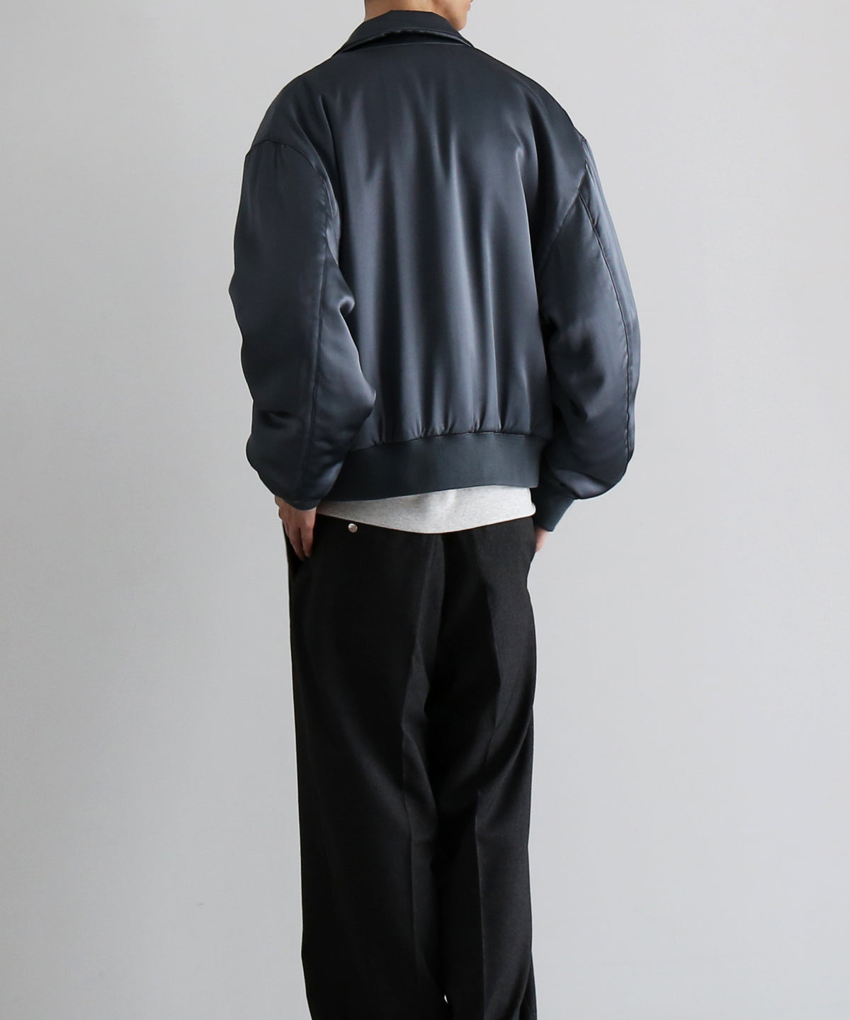 SECOND/LAYER Aces satin club jacket "GRAY"