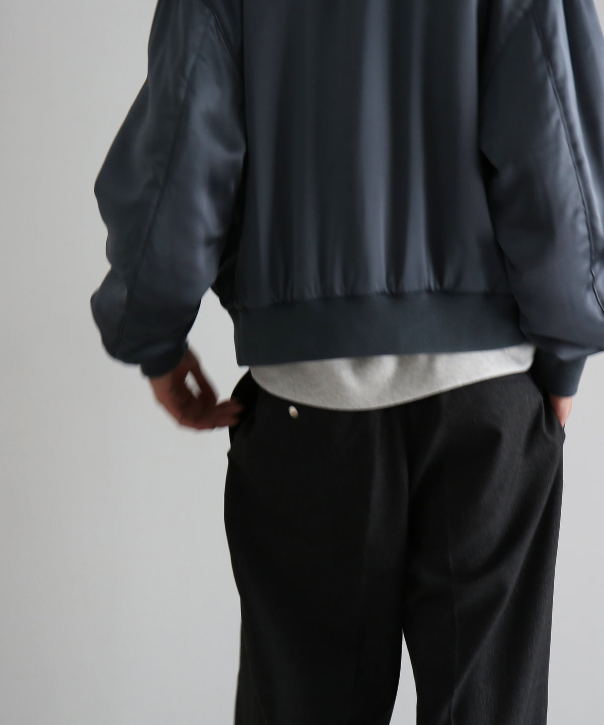 SECOND/LAYER Aces satin club jacket "GRAY"