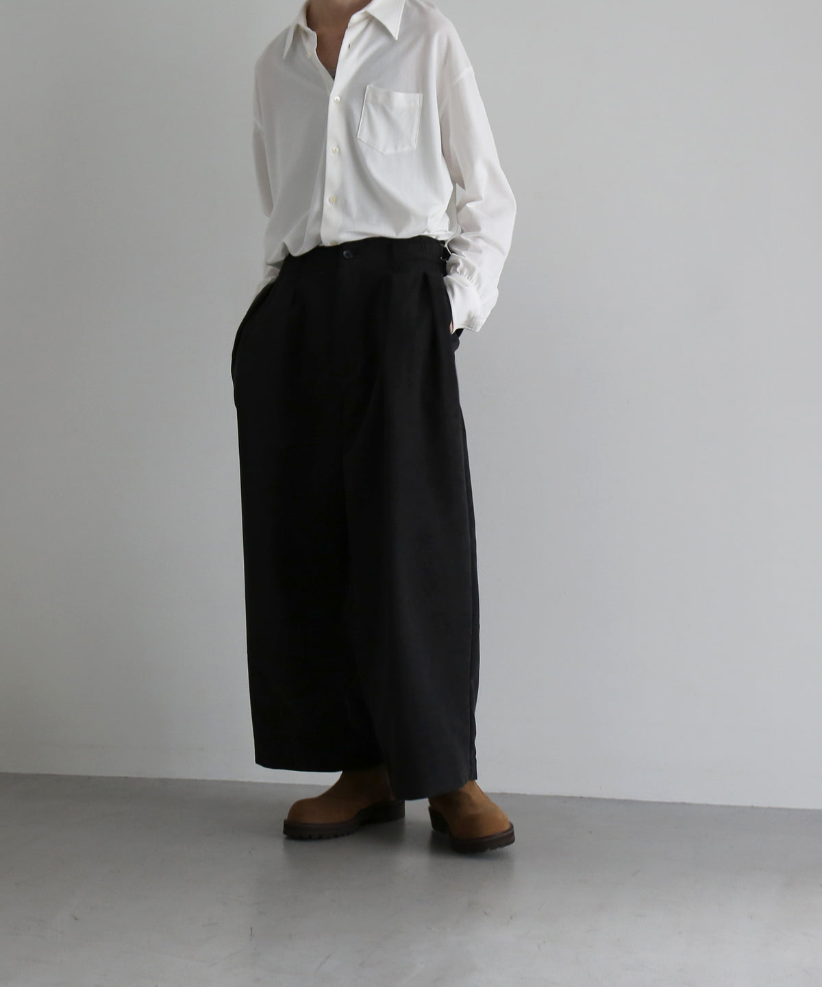 my beautiful landlet 2 tuck corduroy wide pants "GRAY"
