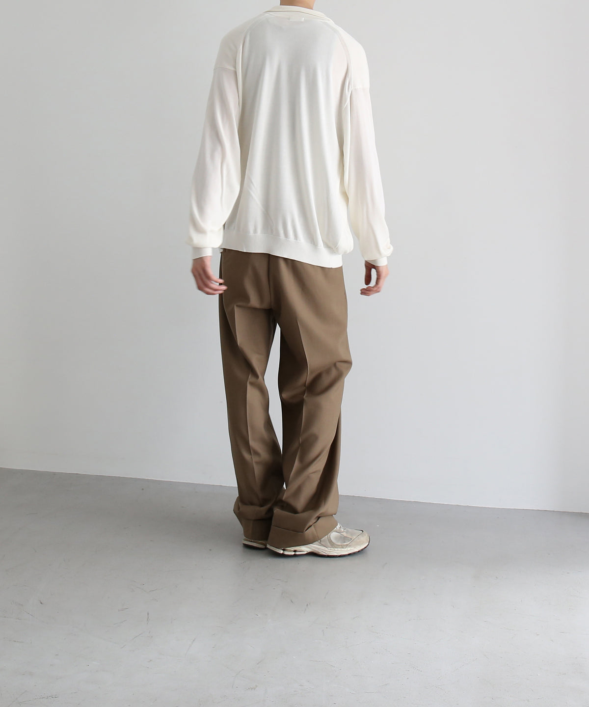 【EXCLUSIVE】crepuscule Open collar knit shirt "WHITE"