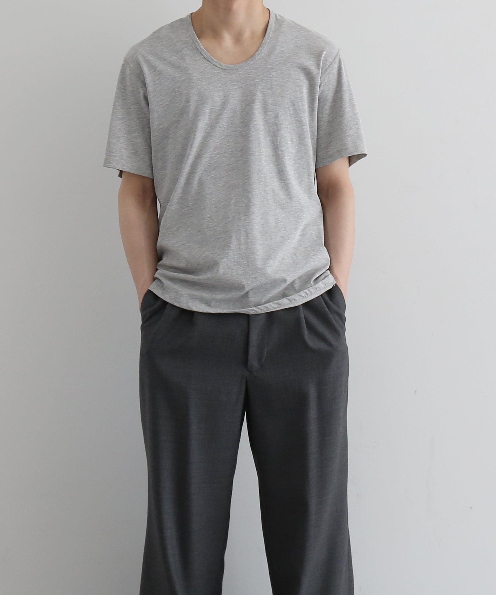 KAIKO U neck t-shirts "TOP GRAY"