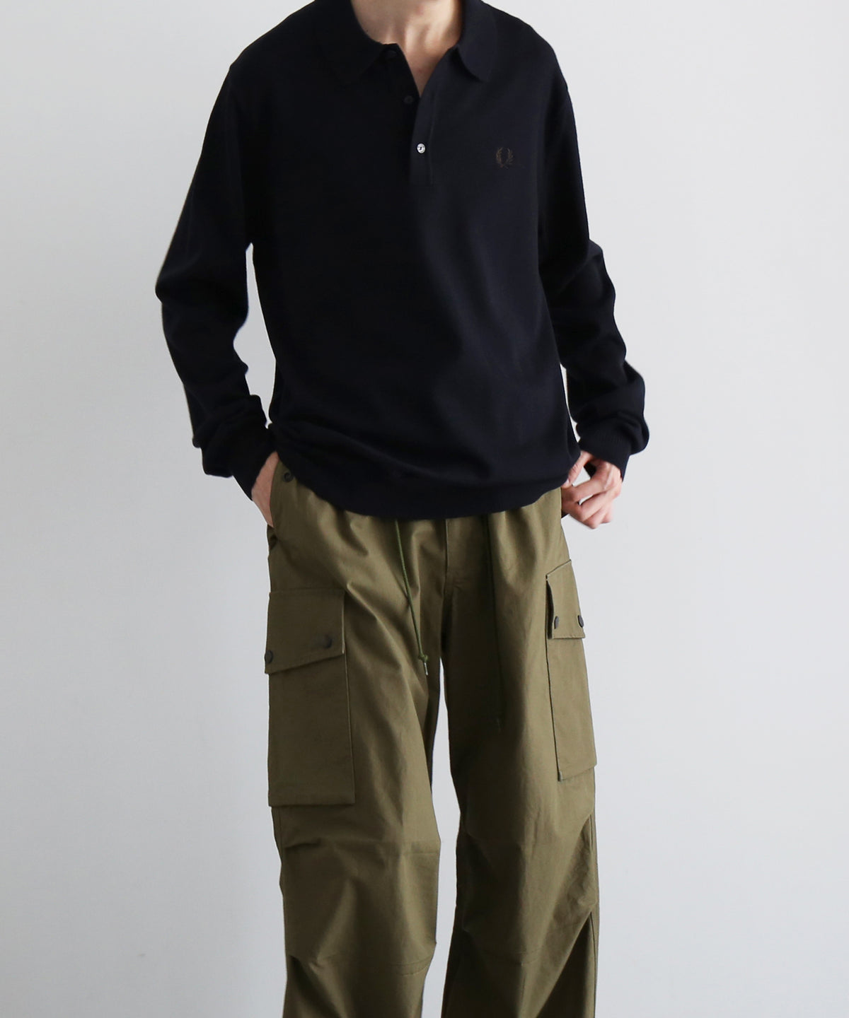 FRED PERRY Classic knitted shirt ls “NAVY”