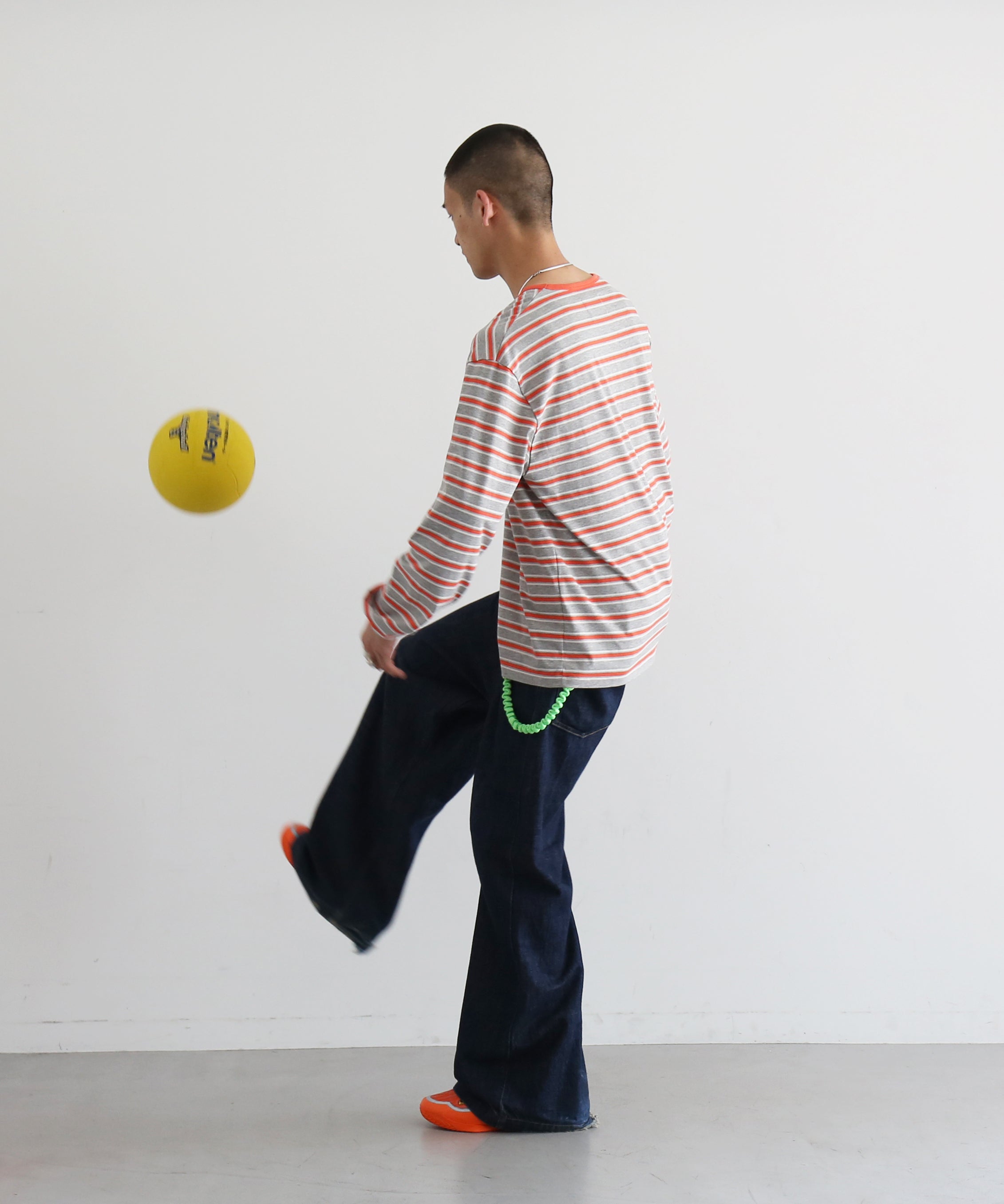KAIKO V neck border l/s t-shirt “RED”